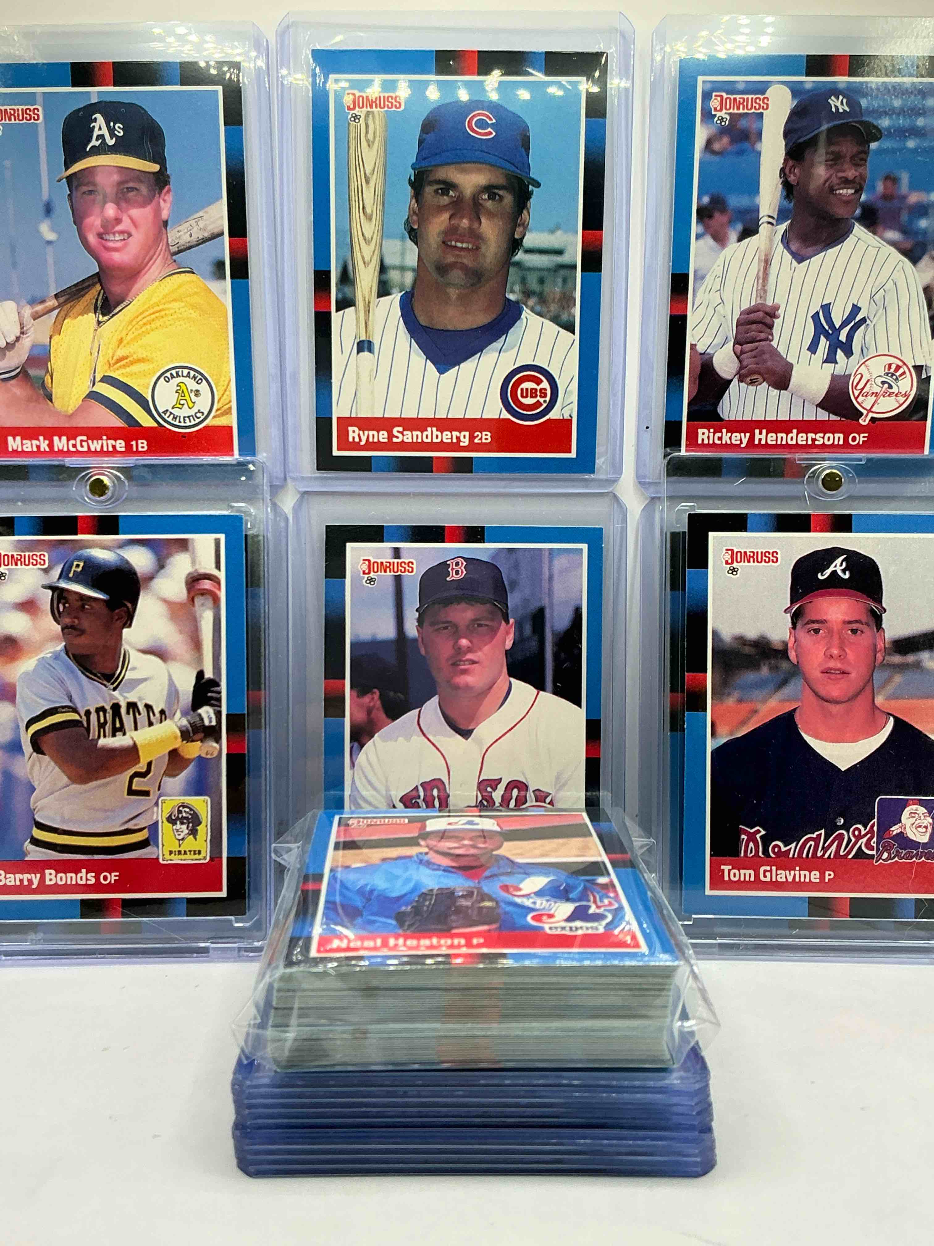 Condition photo showing New/Like New for 1988 Donruss Baseball 50 Card Craziness! Bo Jackson, Barry Bonds, Kirby Puckett, Tom Glavine, Rickey Henderson, Don Mattingly, Cal Ripken, Wade Boggs, Fernando Valenzuela, Nolan Ryan, Roger Clemens & More! The BEST Players From The Time! Super Rare Set With All Of These Stars! 50 Card Craziness! Legends, Heroes & Commons!
