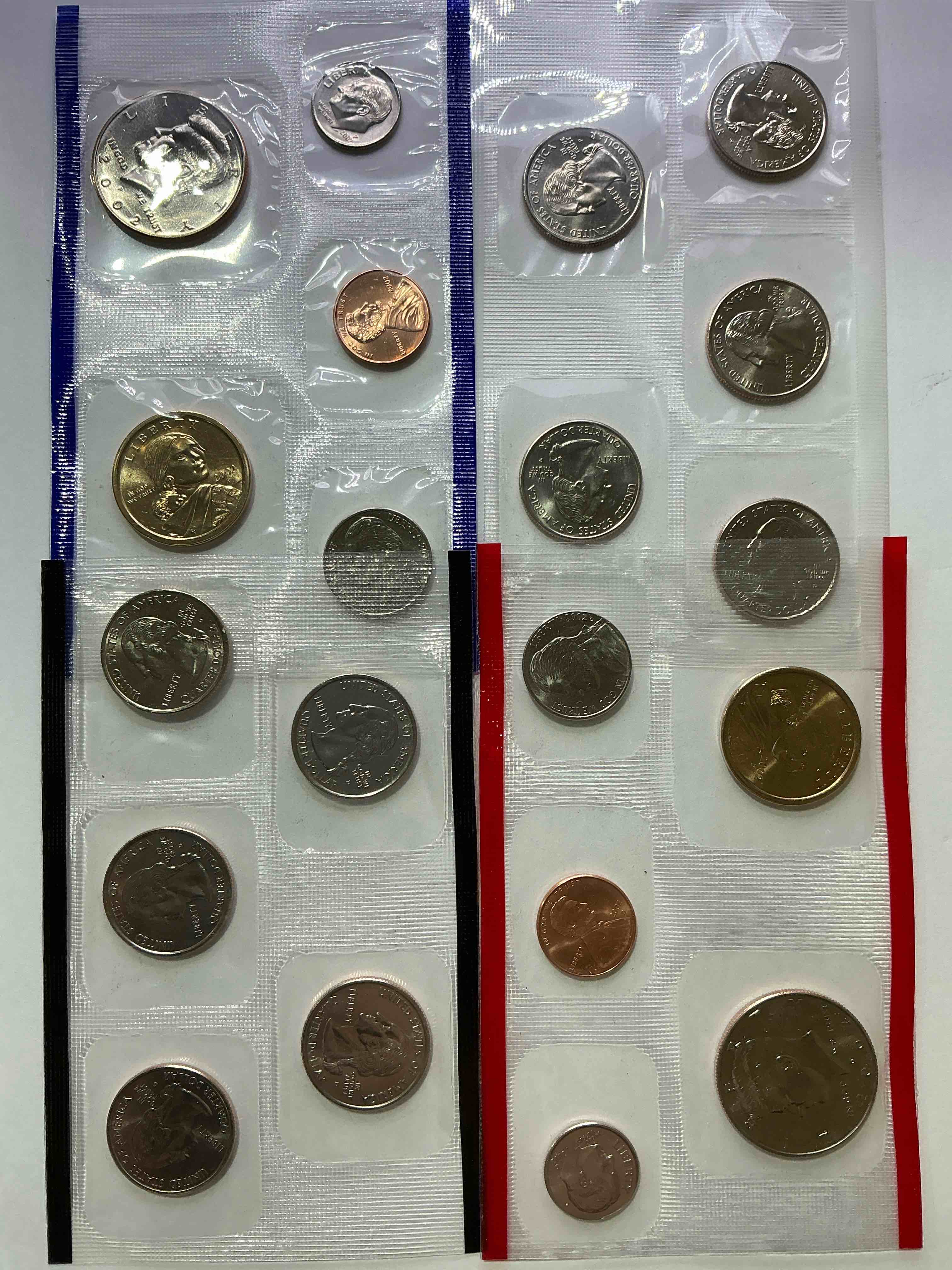 Condition photo showing New/Like New for 2002 Philadelphia & Denver Mint Coins! 20 Coins, Including Sacagawea Dollars, Half Dollars, State Quarters, Nickels, Dimes & Pennies! Wow!