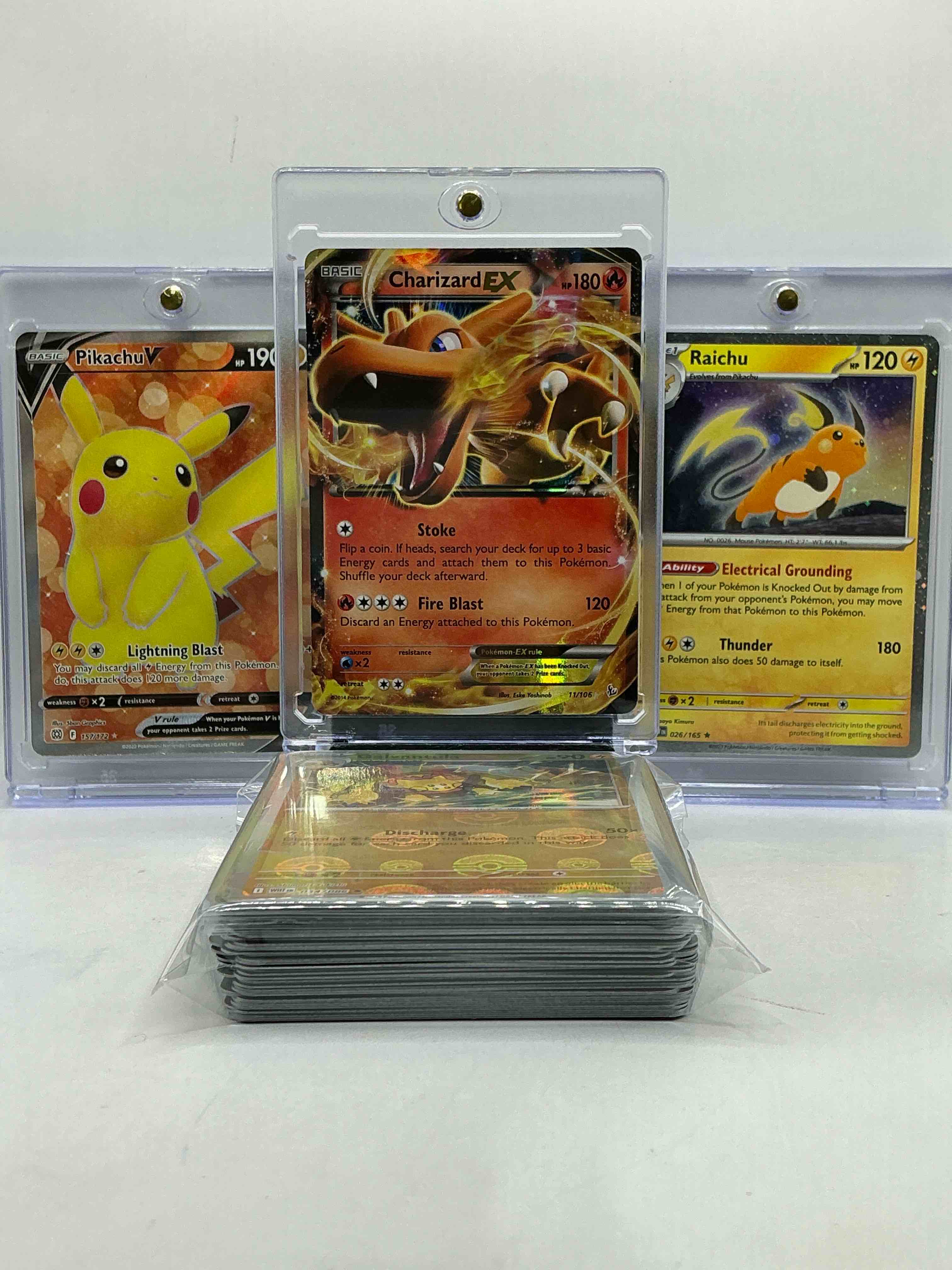 Charizard EX Slash Holo, Pikachu V Holo & Raichu Sparkle Holo! Insane Trio! Pokémon Palooza! Insane 50 Card Lot… Includes Rare Pokemon! Commons, Holos, Legends, Heroes & More!