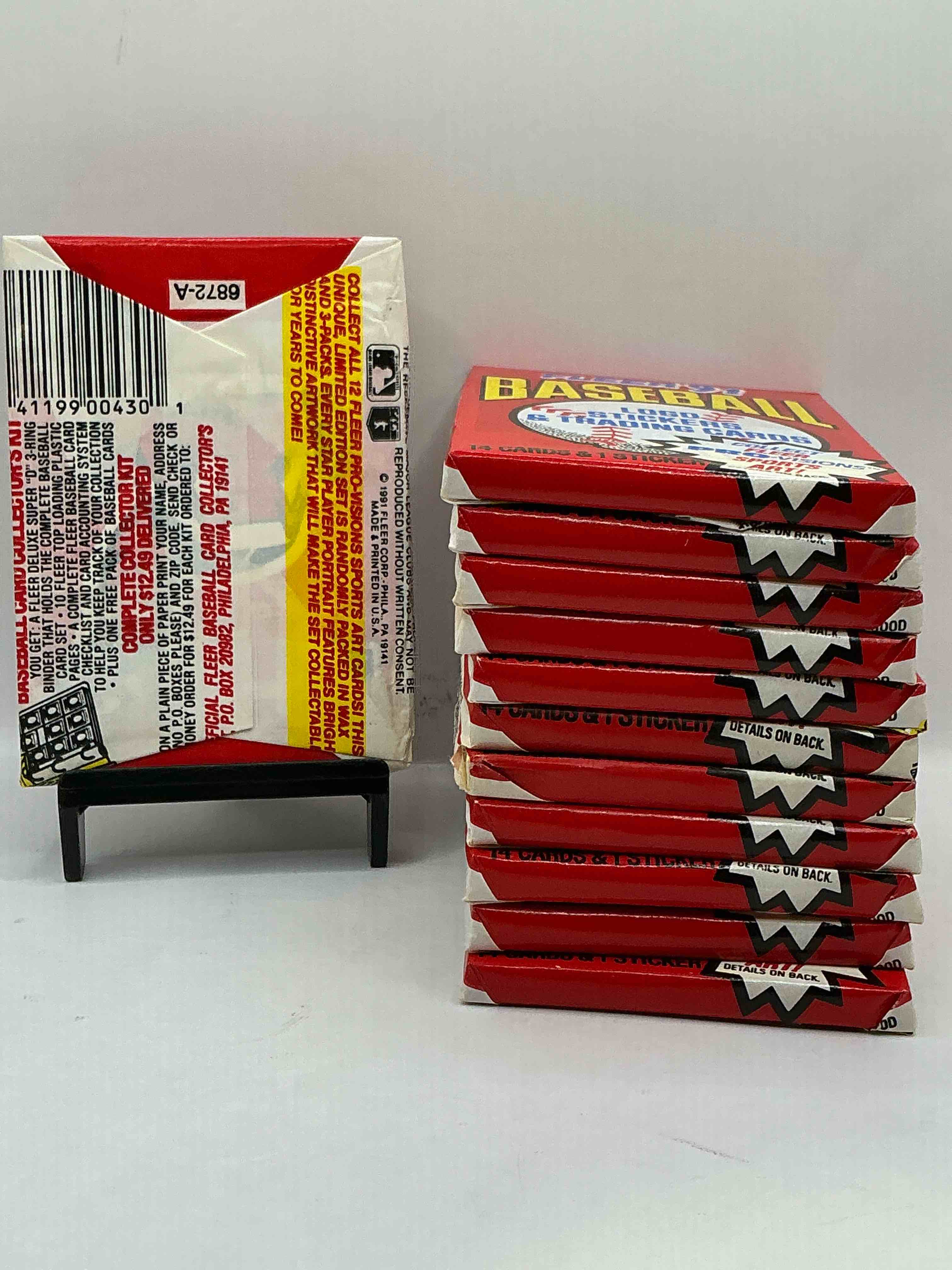Condition photo showing New/Like New for 1991 Fleer Baseball Unopened Pack, Direct From Original Sealed Retail Case! Search For Griffey Jr. & Barry Bonds "Generation Stars" Combo Card #710 (PSA 10 Value $200), Nolan Ryan, Don Mattingly & So Much More!