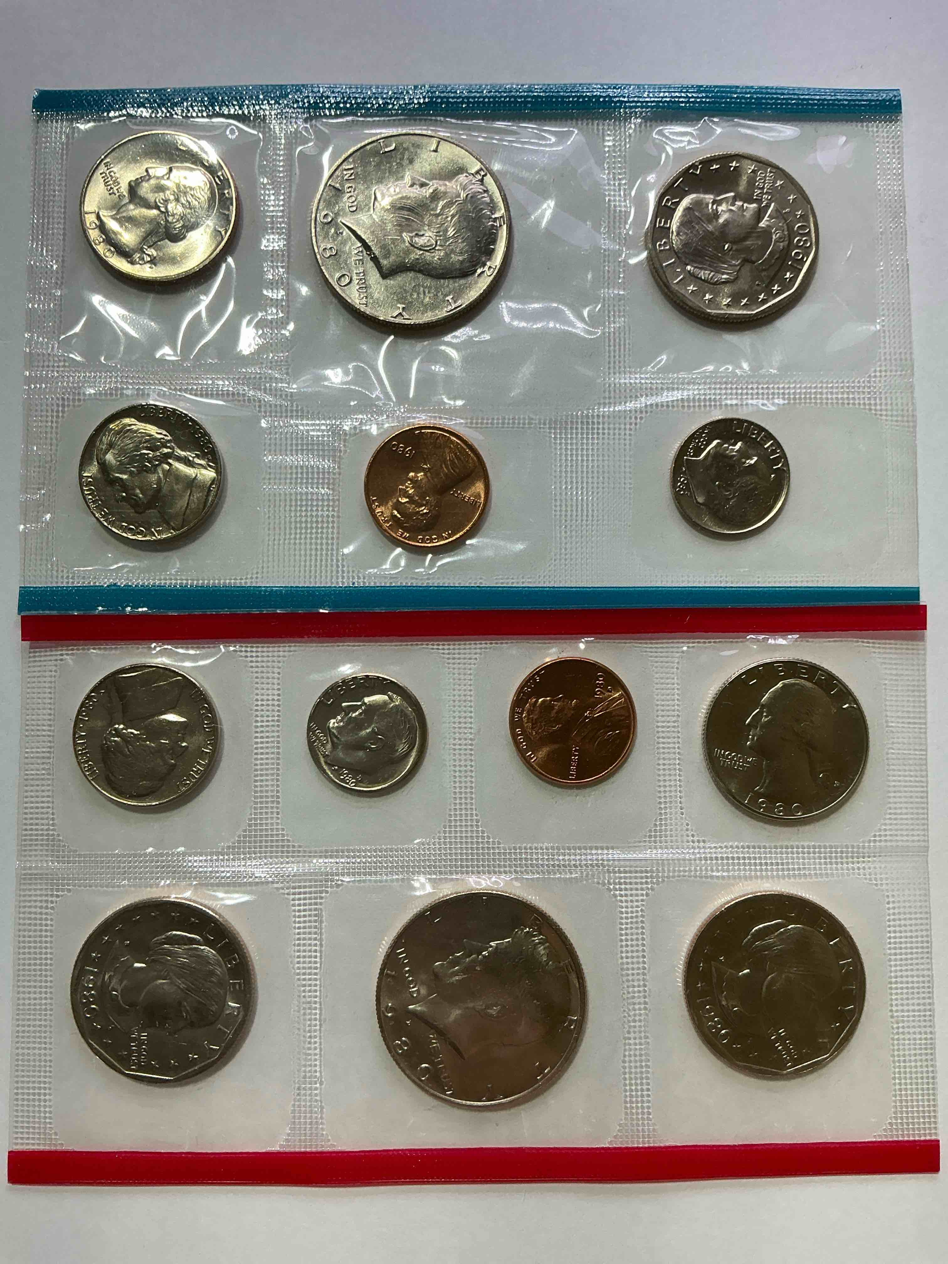 1980 Mint Coins! Insane 13 Coins, Dollar Coins, Half Dollar Coins, Pennies, Quarters, Nickels & Dimes! WOW!