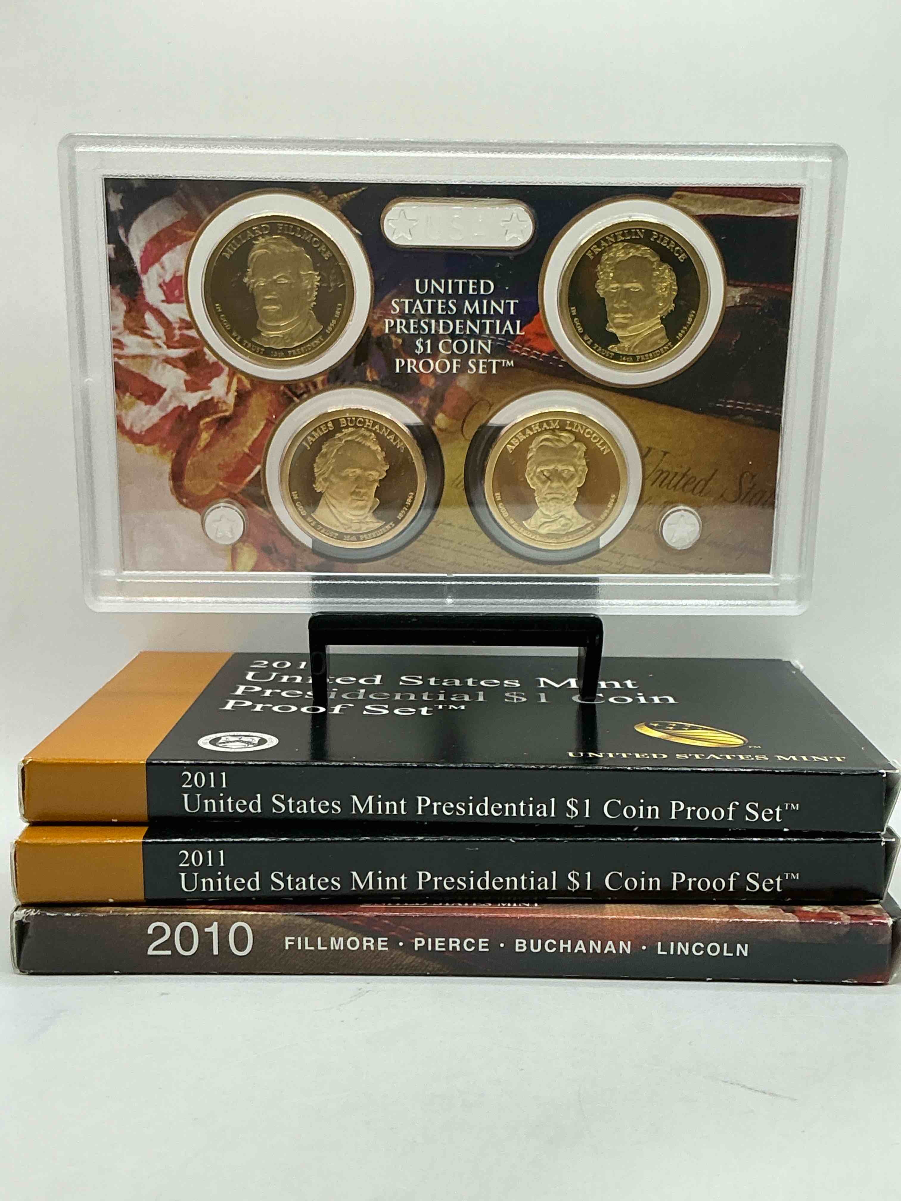 2010 & 2011 Presidential Mint Sets! Four Coins Each Set, Encased In Plastic… Ultra Rare! These Coin Sets Are Rare & Hard To Find, Perfect To Add To Any Collection!