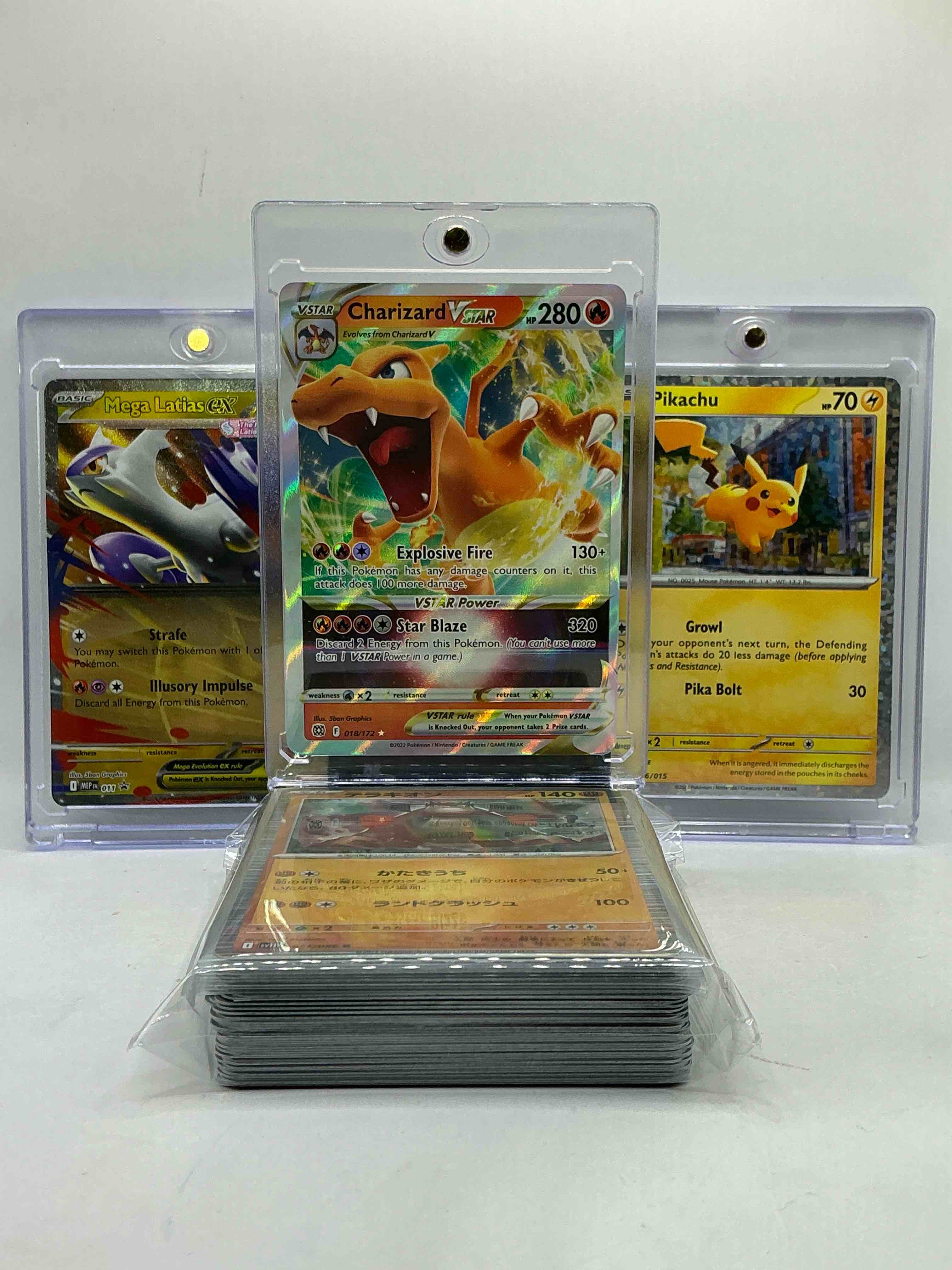 Charizard VSTAR Insane Holo Card, Mega Latias EX, Pikachu Holo & More! This INSANE Pokémon Lot Includes Commons, Heroes, Holos, Legends & More! 50 Card Craziness!