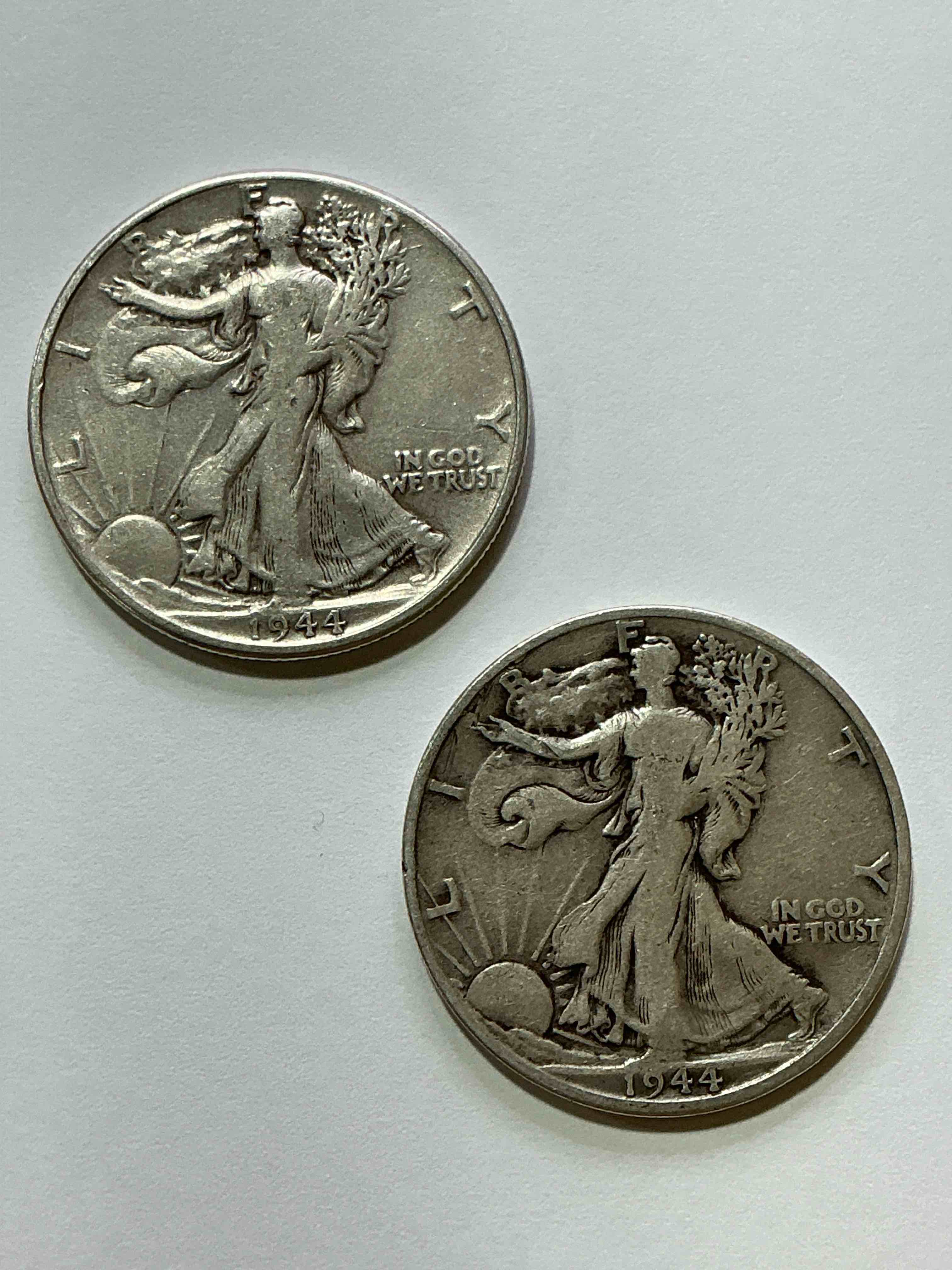 World War II D-DAY Silver! Antique U.S. Silver! Liberty Walking Silver Fine U.S. Silver Half Dollar! These Striking Half Dollars Were Minted From 1916-1947 & Have Become Some Of The Most Collectible Coins In History! Here Are Striking Circulated Examples From WWII Era 1944! Circulated! Liberty Walking Coins Are 90% Fine U.S. Silver, A Great Investment In Precious Metal!