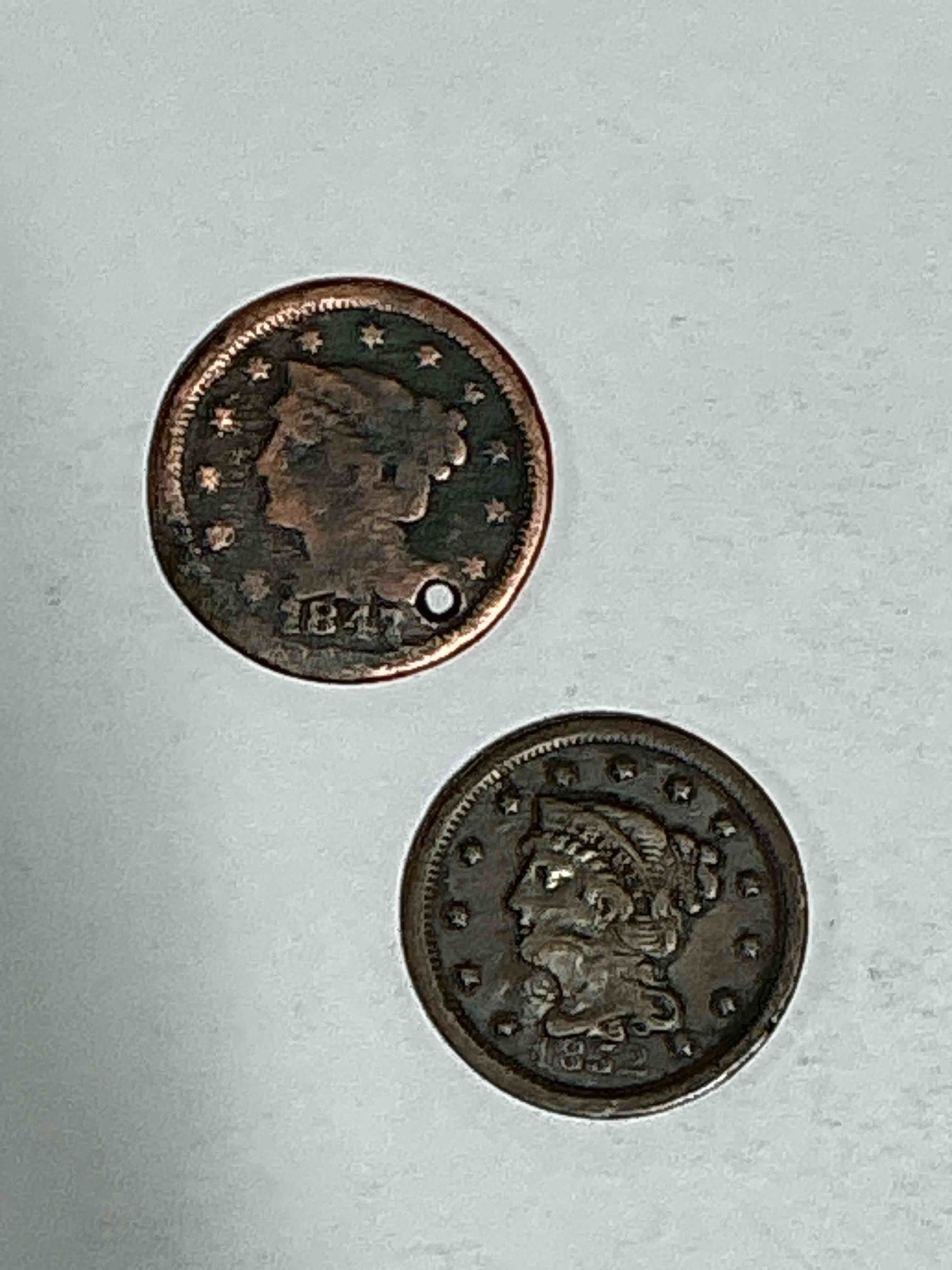 genuine large american one cent piece! these coins were minted from 1793 - 1857 & were the first copper pennies in the us! own authentic coins from american history! 