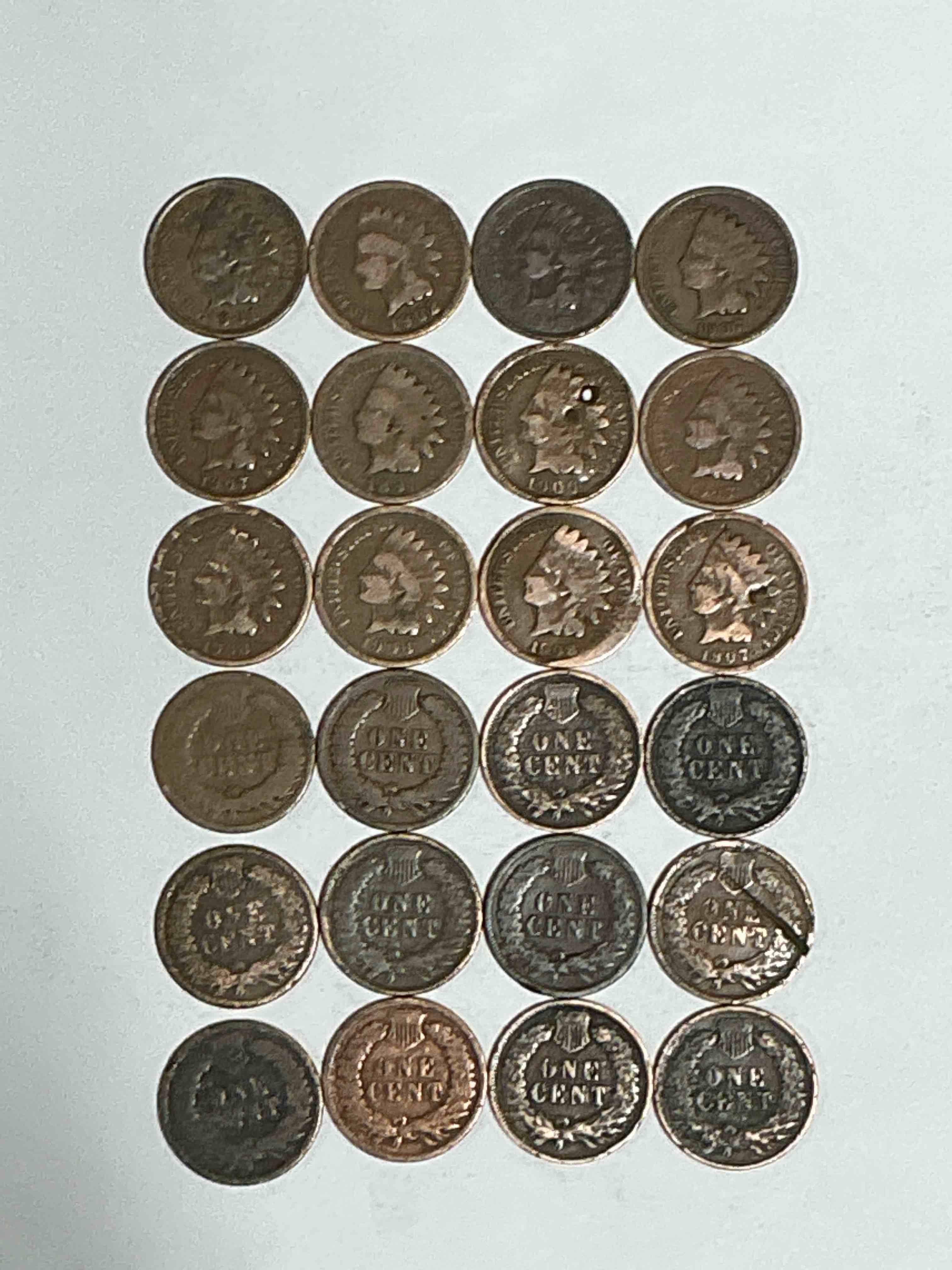 Indian Head Pennies! These Gorgeous U.S. Pennies Were Minted From 1859-1909 & Have Become Serious Collector Items! The "Indian Head" Design Is Actually A Representation Of Lady Liberty Wearing An Indian Headdress. Here Are Beautiful, Well-Kept Examples Representing Many Different Mint Years! Great For Collecting, Investing & Learning History, & Rare With Visible Dates!