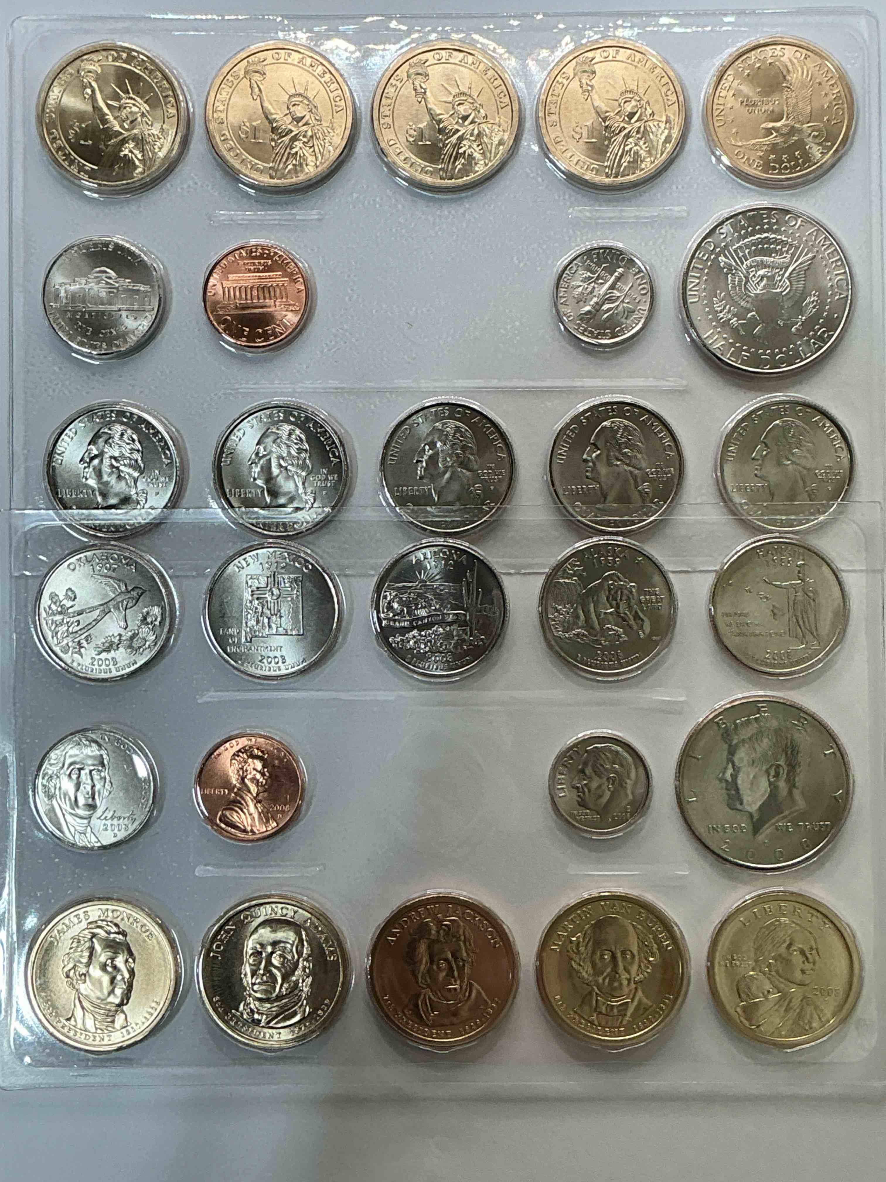 2008 Mint Coins! Uncirculated 28 Coins, Including Sacagawea Dollar Coins, Half Dollars, State Quarters, Dimes, Nickels & Pennies! Insane Mint Coins!