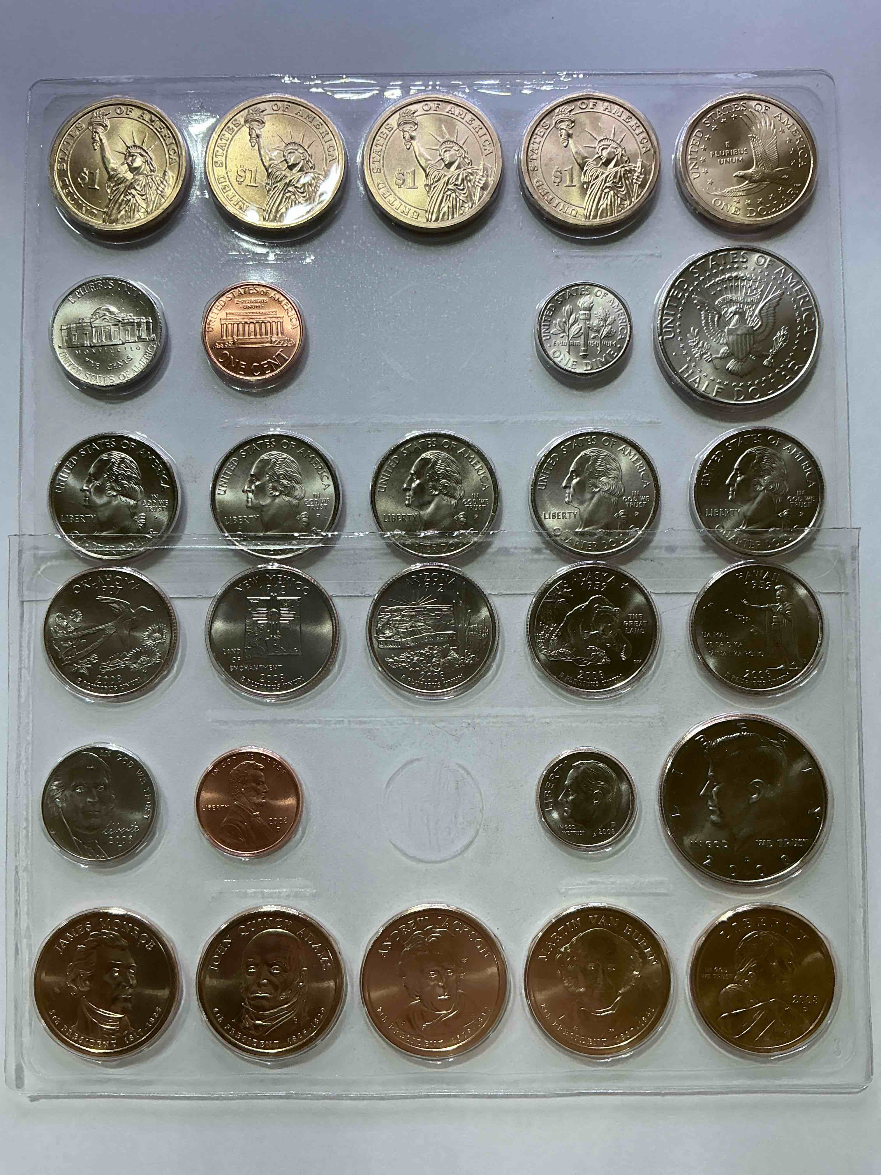 2008 Mint Coins! Uncirculated 28 Coins, Including Sacagawea Dollar Coins, Half Dollars, State Quarters, Dimes, Nickels & Pennies! Insane Mint Coins!