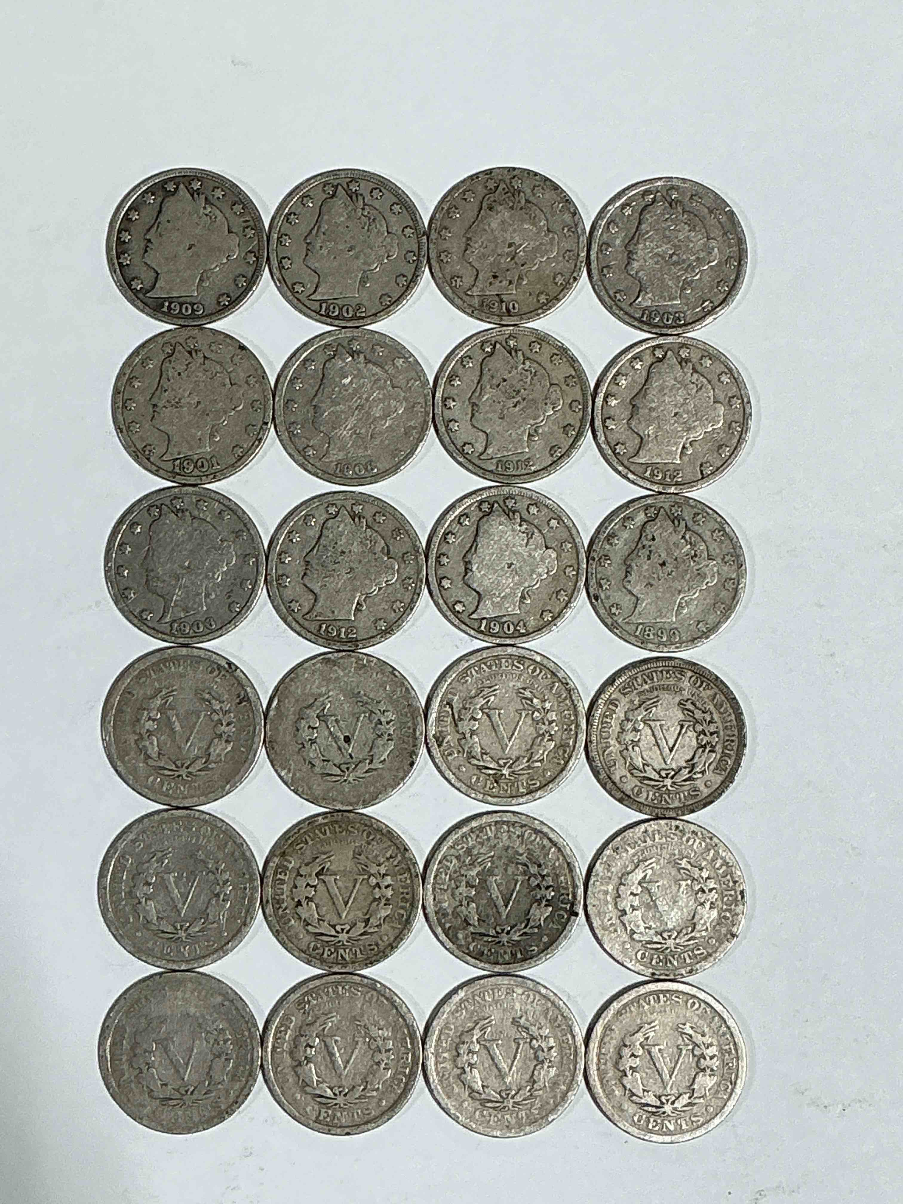 Antique U.S. V Nickels! Think Of The History These Coins Have Seen!, Liberty Head V Nickels Were Minted Up Until 1913 & Were The Style Of Nickels Before Buffalo Nickels. Own Some Cool Pieces Of History! Rare To See These Coins With The "Date On" In Circulated Condition!