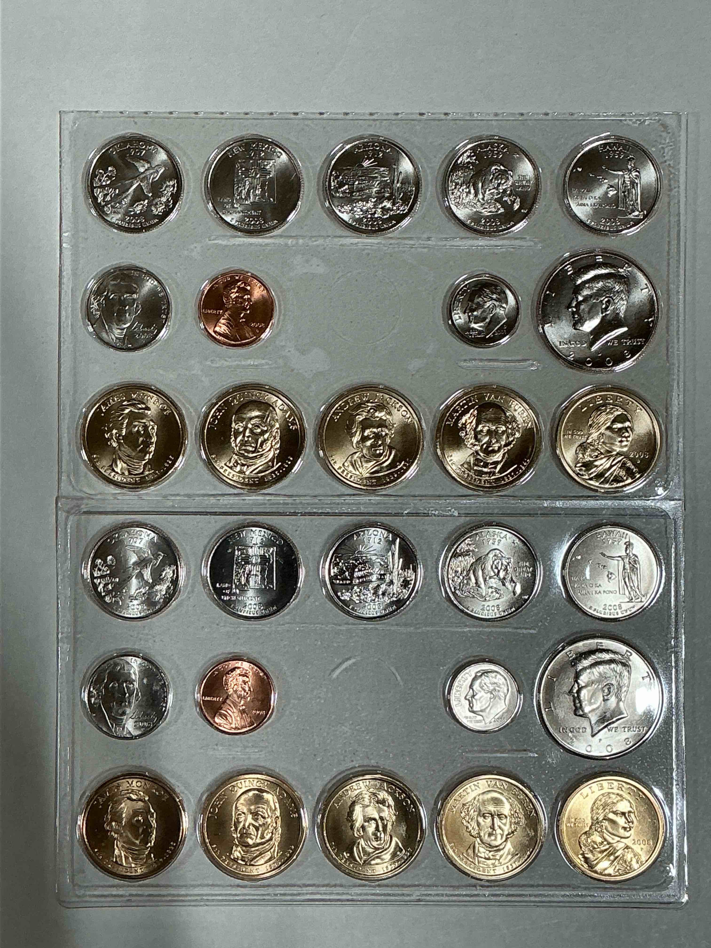 Crazy Uncirculated 2008 Mint Set! 28 Coin Lot, Including President Dollar Coins, Half Dollars, State Quarters, Dimes, Nickels & Pennies! Insane Mint Set!