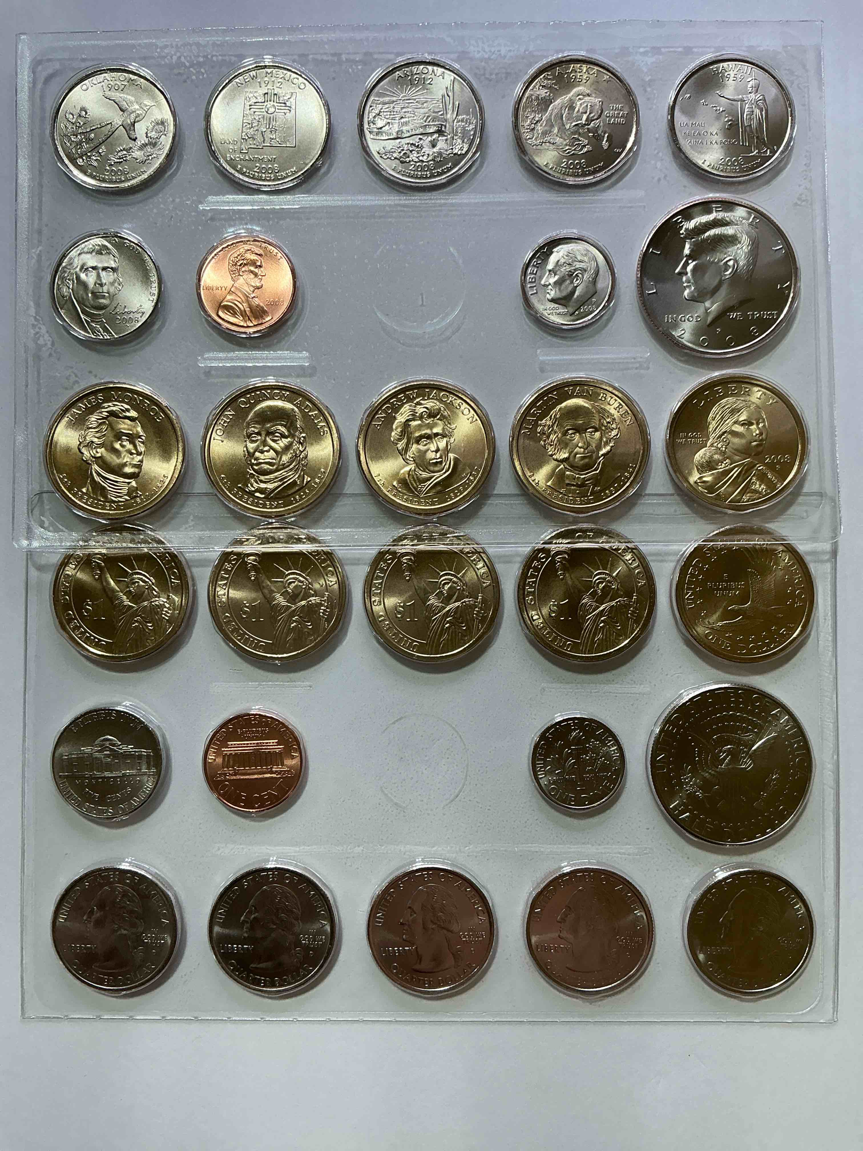 2008 Mint Coins! Uncirculated 28 Coins, Including Sacagawea Dollar Coins, Half Dollars, State Quarters, Dimes, Nickels & Pennies! Insane Mint Coins!