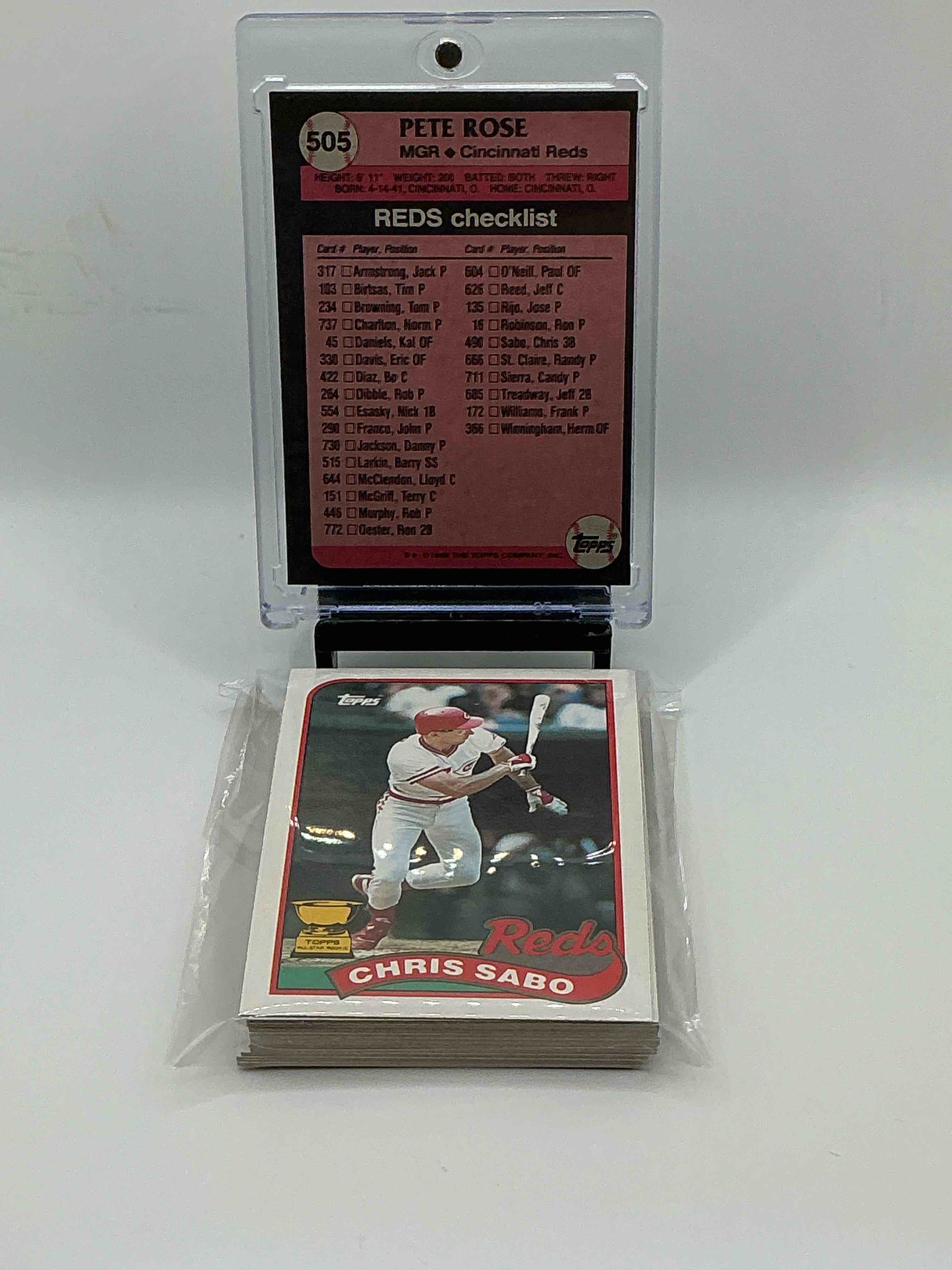 Condition photo showing New/Like New for 1989 TOPPS Ultra Rare Reds Team Set! Legends Inside Including Pete Rose, Barry Larkin & More! 