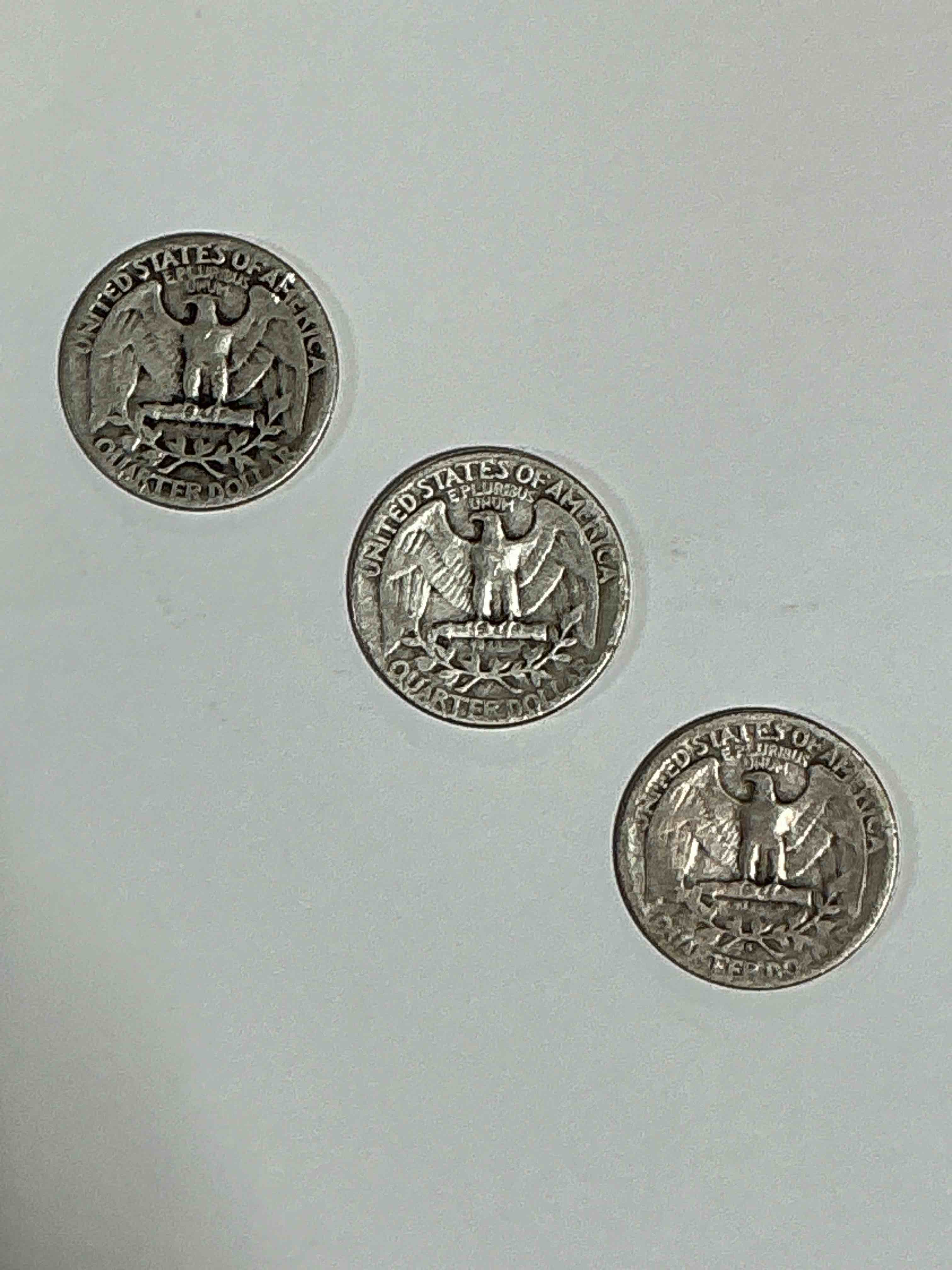 Condition photo showing Good Condition for George Washington Brilliant Circulated World War II Silver! Pre 1965 U.S. Quarter Dollar Coins Were Actually Silver, Here Are two Great Examples Of Awesome, Pristine George Washington Silver Quarters, Stunning & Circulated! Rare Mints! Great For Investing In Precious Metals! These Coins Were Minted At 90% Silver and 10% Copper, Giving Them A Net Weight Of .18084 Ounces Of Pure Silver Per Coin! Very Hard To Find, Stunning! Invest In Fine U.S. Silver!