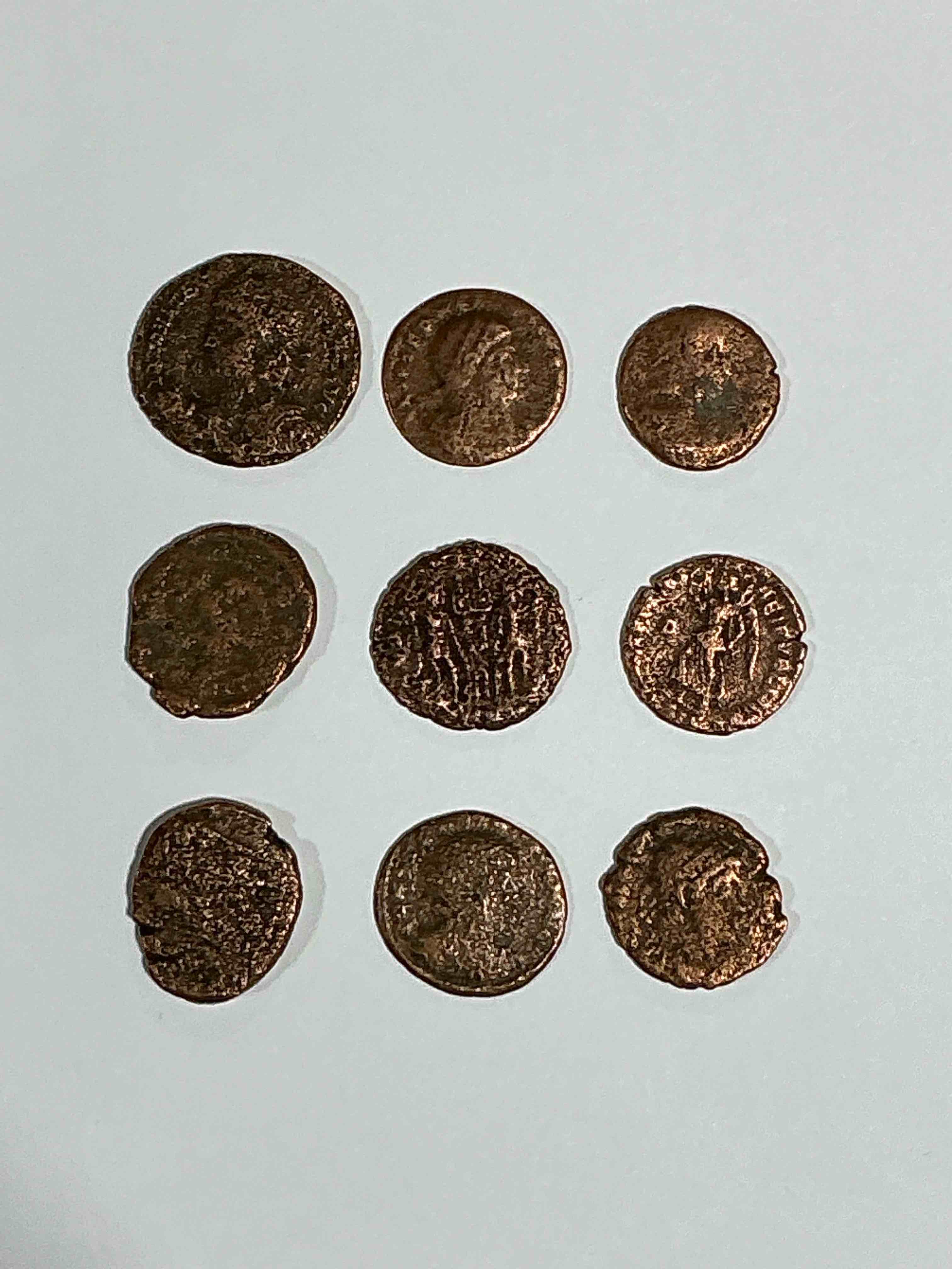 ancient roman coins! 1,600-1700 years old approximately! check out these amazing authentic pieces of history, ancient roman bronze coins from the approx 300 to 400 a.d era... serious pieces of history & serious colléctor items! own authentic pieces of ancient history!