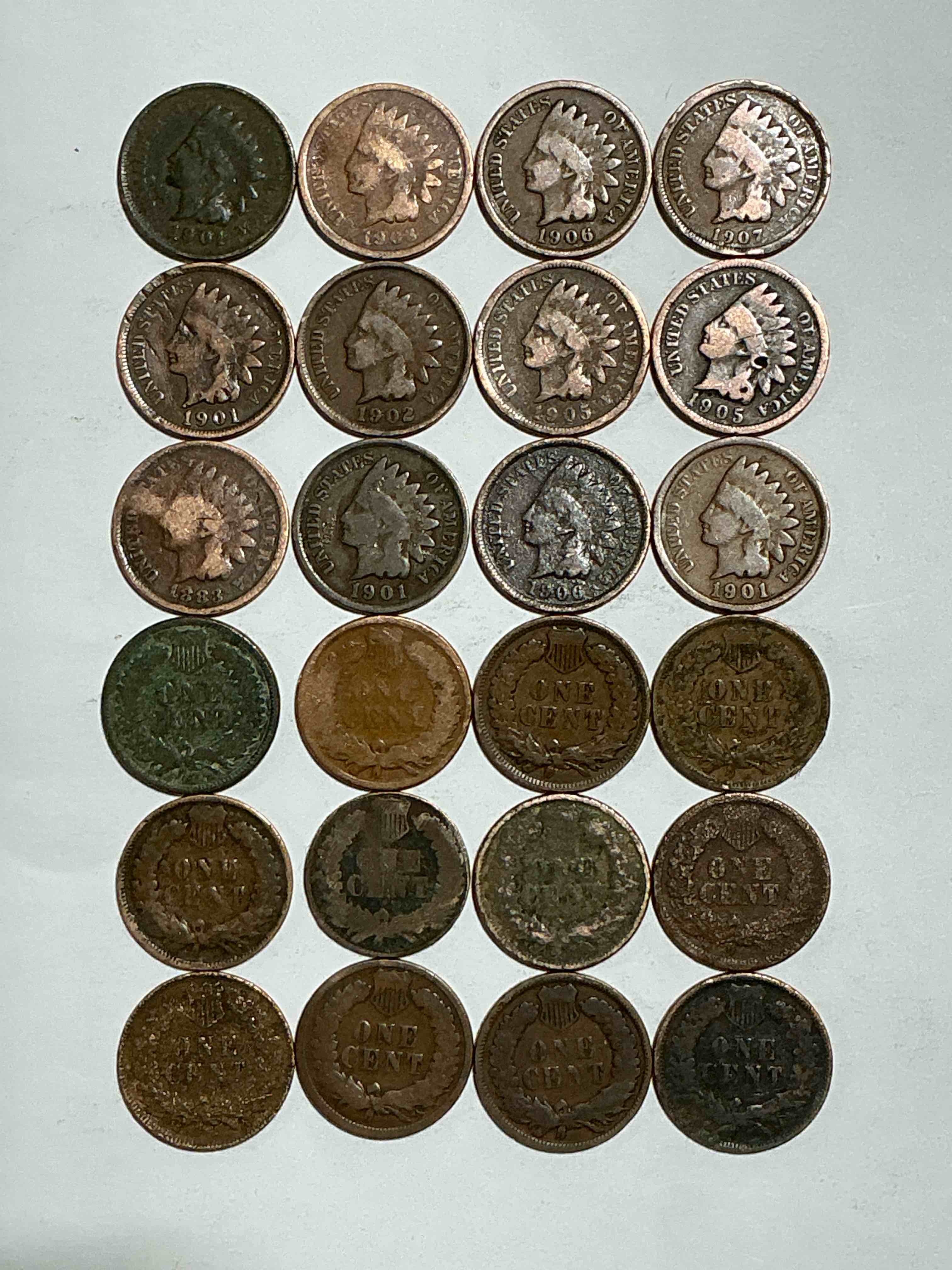 Indian Head Pennies! These Gorgeous U.S. Pennies Were Minted From 1859-1909 & Have Become Serious Collector Items! The "Indian Head" Design Is Actually A Representation Of Lady Liberty Wearing An Indian Headdress. Here Are Beautiful, Well-Kept Examples Representing Many Different Mint Years! Great For Collecting, Investing & Learning History, & Rare With Visible Dates!