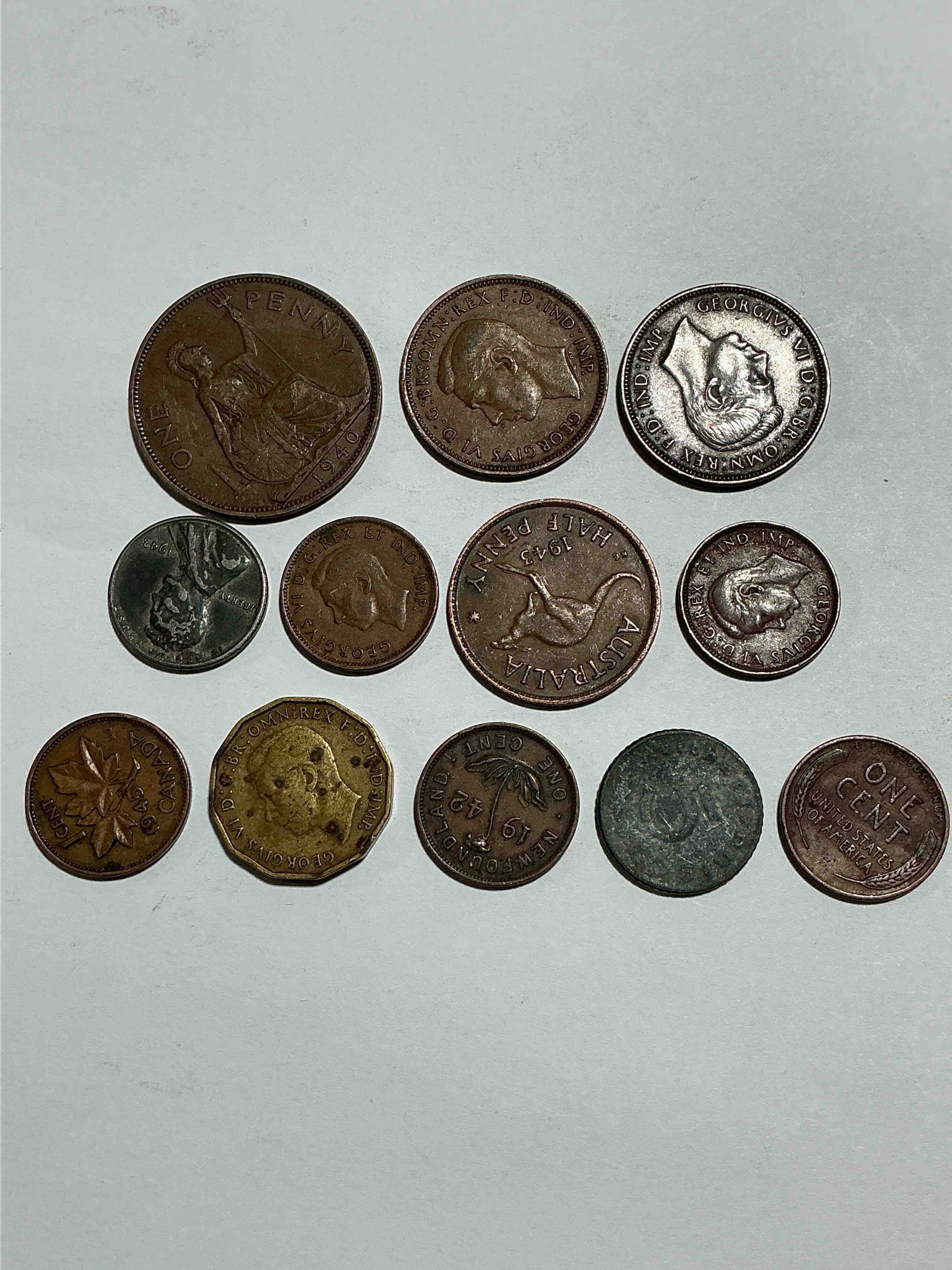 World War II History! World Coins From The Years 1939-1945! Antique & Vintage! Each Lot Is Unique! Many Different Countries, Sizes & Exotic Places. This Cool Collection Of Antique Coins From Around The World Is Loads Of Fun! Have Fun Identifying Each Coin & Country As A Great Educational Tool! A Great Investment Too!