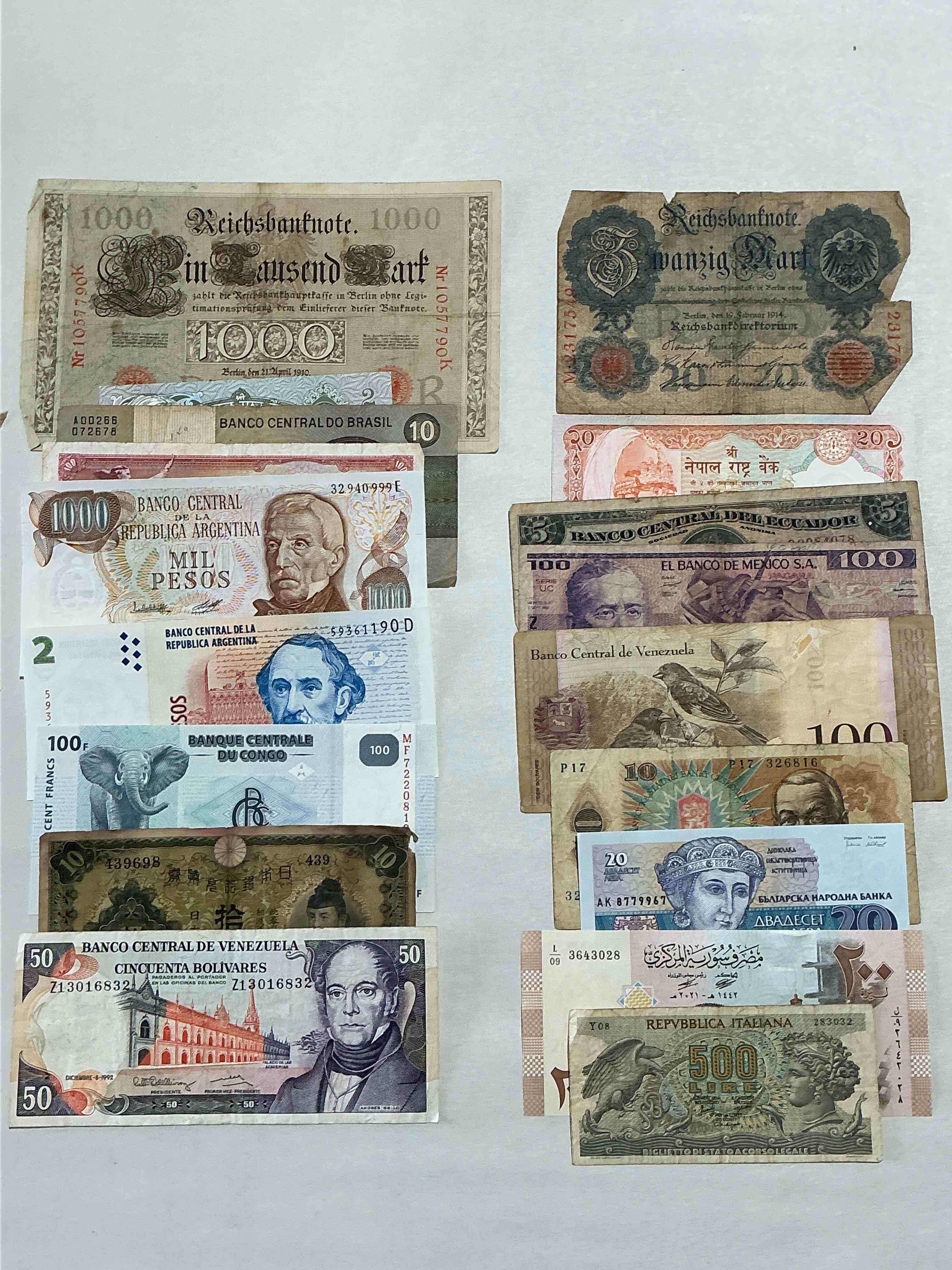 World Antique & Vintage Authentic Paper Money! Genuine Paper Currency From Around The World, All Bills Unique & Typically Span The Last 100 Years Or So! In Circulated & Uncirculated Condition! Impossible To Collect! 