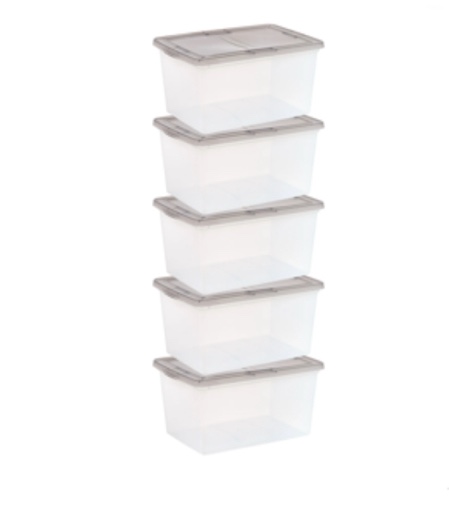 IRIS 58 Qt. Plastic Storage Bins with Lids, Stackable Storage Containers, Totes, 5 Pack