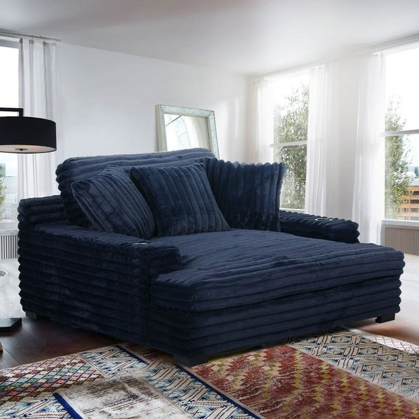 Oversized Cozy Chaise Lounger with Dual Cup Holders & USB/USB-C Charging Ports (65.5" x 64" x 37")