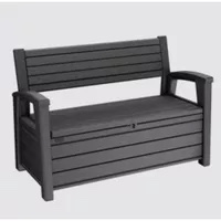 Keter 17212485 Hudson Plastic Storage Bench, Graphite Gray