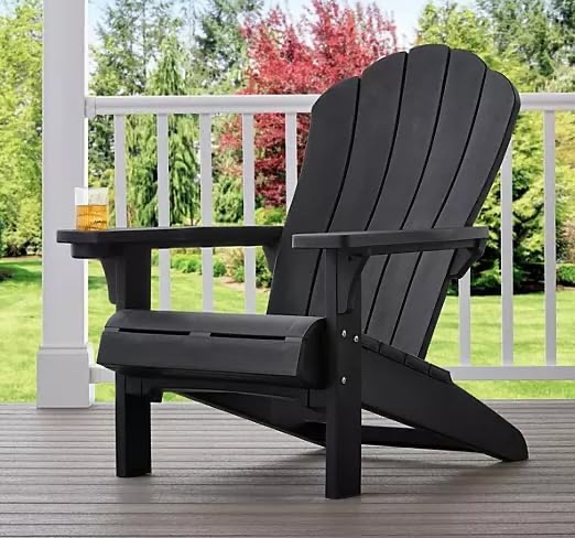 Generic Outdoor Everest Adirondack Chair with Integrated Cupholder (Black)