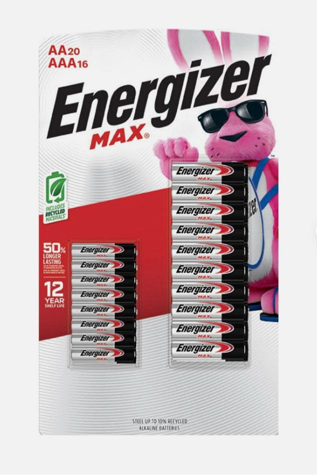Energizer MAX Alkaline 20 AA + 16 AAA Batteries Combo Pack