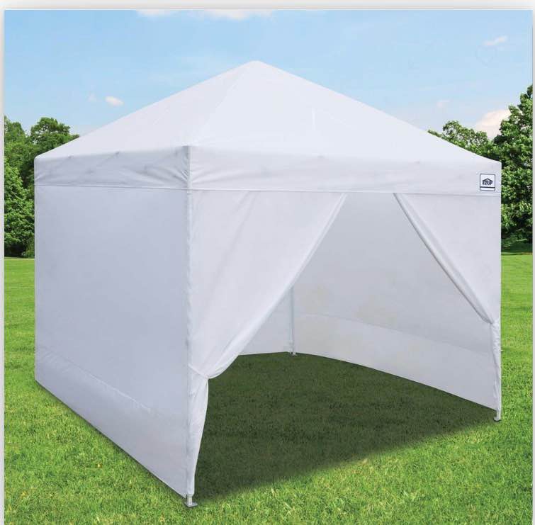 E-Z UP 10’ x 10’ Commercial Canopy w/ Walls & Weight Bags (Incomplete)