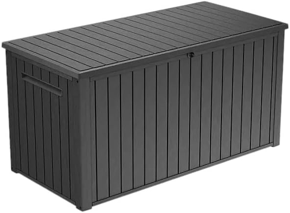 Outdoor/Indoor Storage Deck Box, 170 Gallon Capacity, Weather-Resistant Resin, Graphite