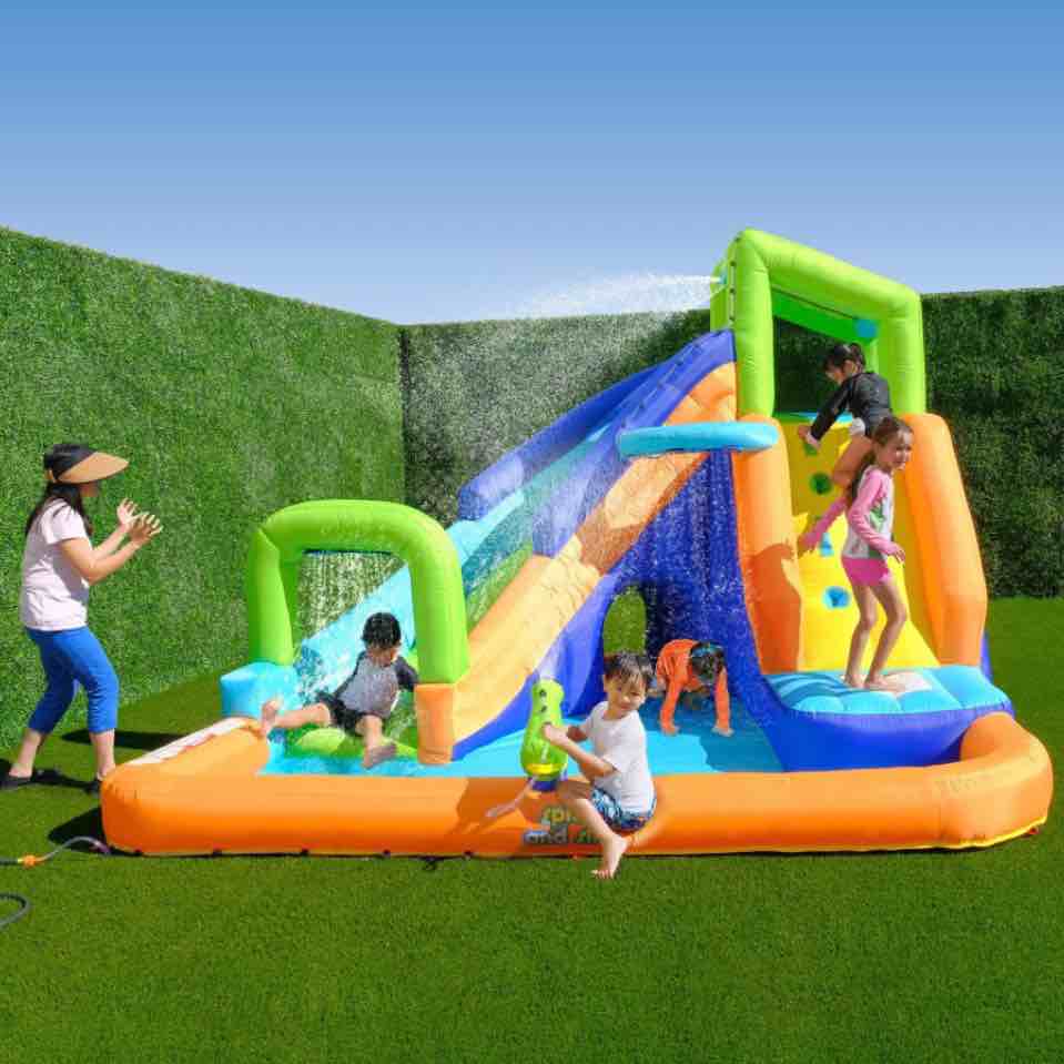 my 1st water slide splash and slide with tunnel and water arch