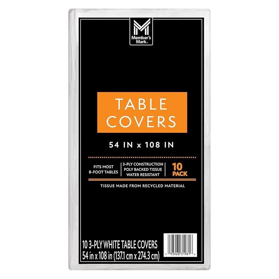 Member's Mark White 3-Ply Tissue Tablecovers, 54" x 108" (10 Count)