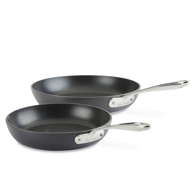 all-clad 2 piece hard anodized nonstick cookware fry pan set, 10.5" and 12"