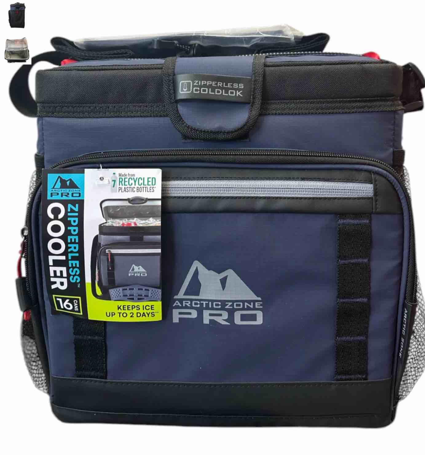 AZ Pro 16-Can Zipperless ColdLok Cooler with Pockets & Strap, Navy Blue