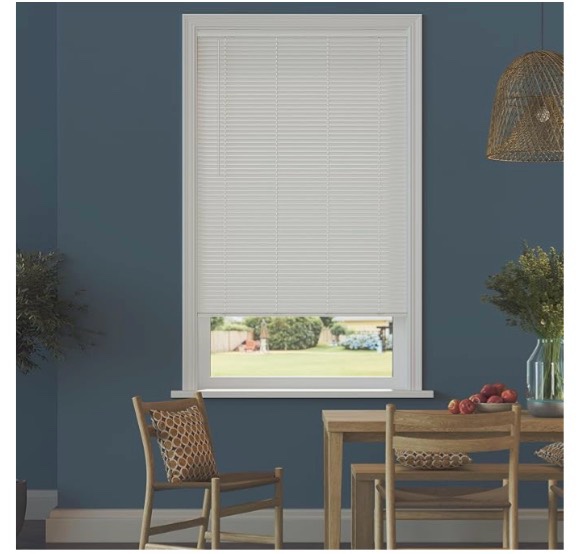 cordless room darkening mini blinds for indoor windows - 24" w x 48" l - white, over 1,400 custom sizes starting at 9.97, 1" vinyl slats, horizontal window blinds by lumino
