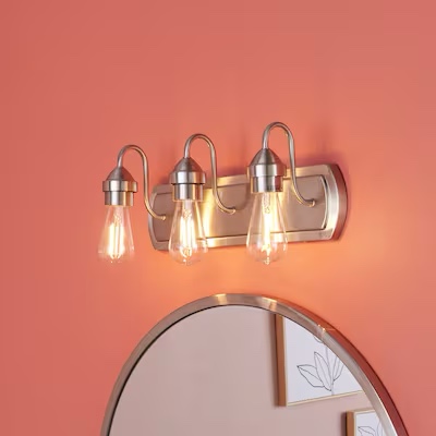 style selections 18-in 3-light brushed nickel transitional vanity light