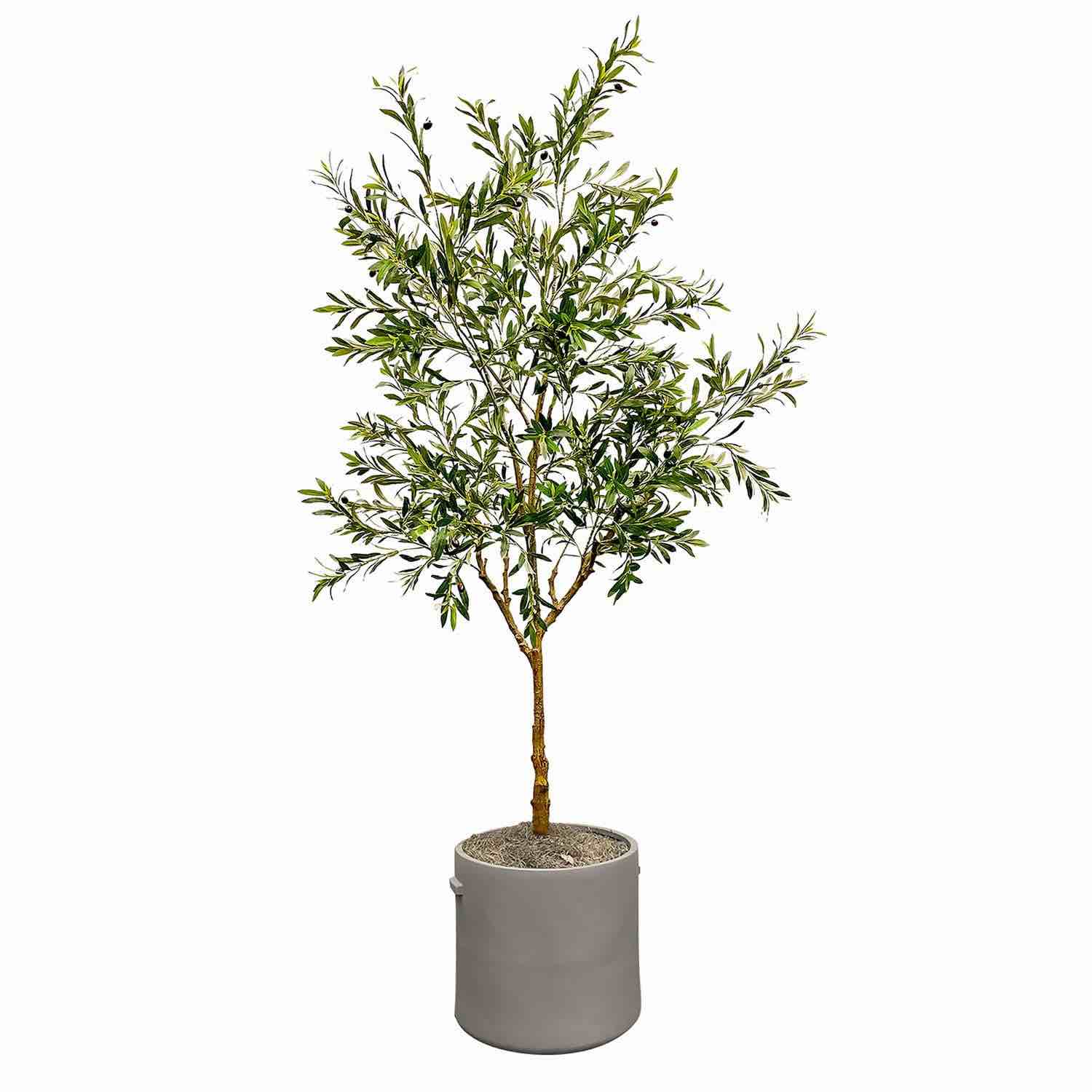 faux 8' olive tree in oversized ceramic pot