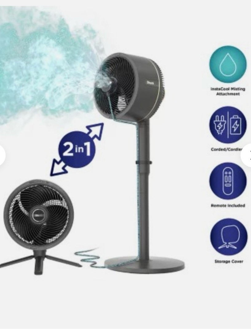 Shark FA225 FlexBreeze Indoor/Outdoor Fan with InstaCool Mist Attachment