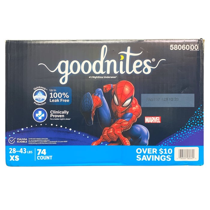 Goodnites Nighttime Bedwetting Underwear for Boys, XS, 28-43lbs., 74ct (Marvel)