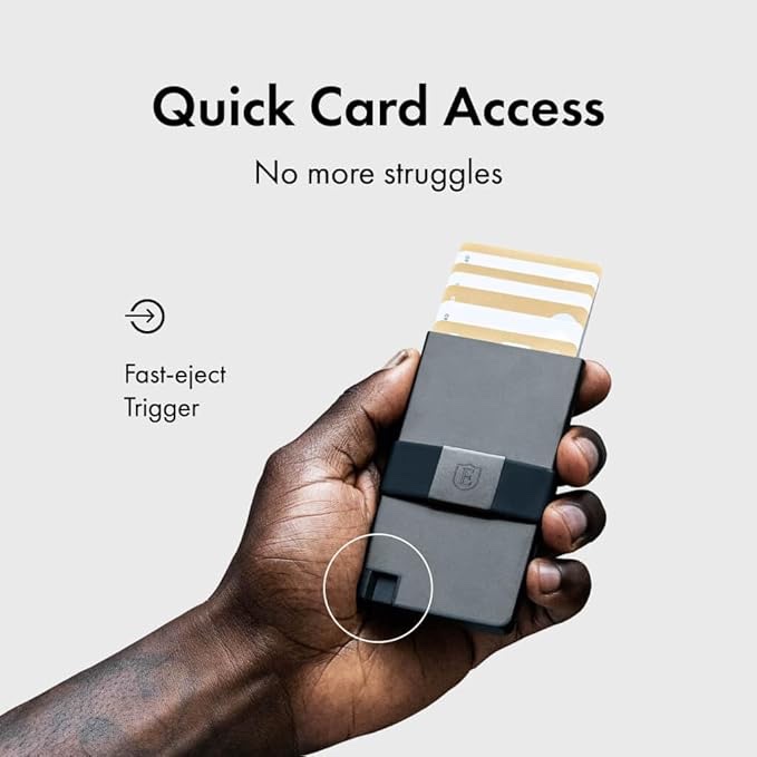 Condition photo showing New/Like New for ekster aluminum cardholder wallet for men | metal wallets with rfid blocking layer | slim & minimalist aluminum wallet with push button for quick card access, space grey
