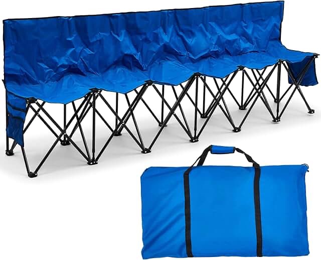 Kigley 9 Seater Folding Soccer Bench Chair Portable Team Sports Sideline Bench for Football Camp Travel Events Outdoor Seating with Storage Bag