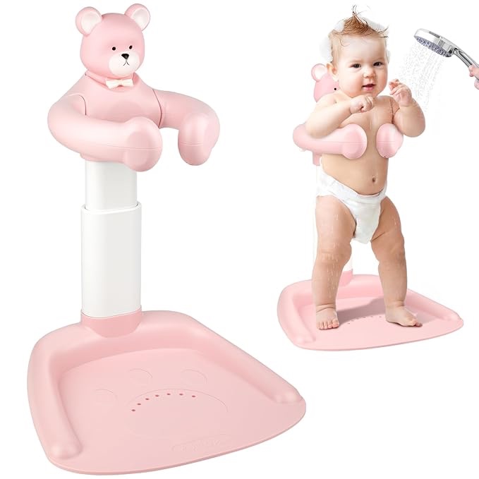 Adjustable Baby Shower Stand with Anti-Slip Base, Baby Bath With Stand, 6-36 Months Toddler Shower Standing Support, Bath Shower Standing Support, Easy Setup, Safe Design 