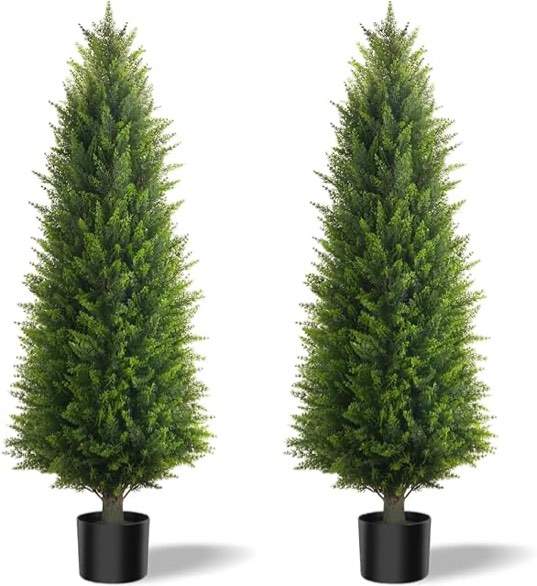 4ft artificial cedar topiary tree 2-pack