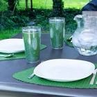 Fishnet 19 in. x 13 in. Lime Green PVC Covered Jute Wedge Placemat (Set of 6)
