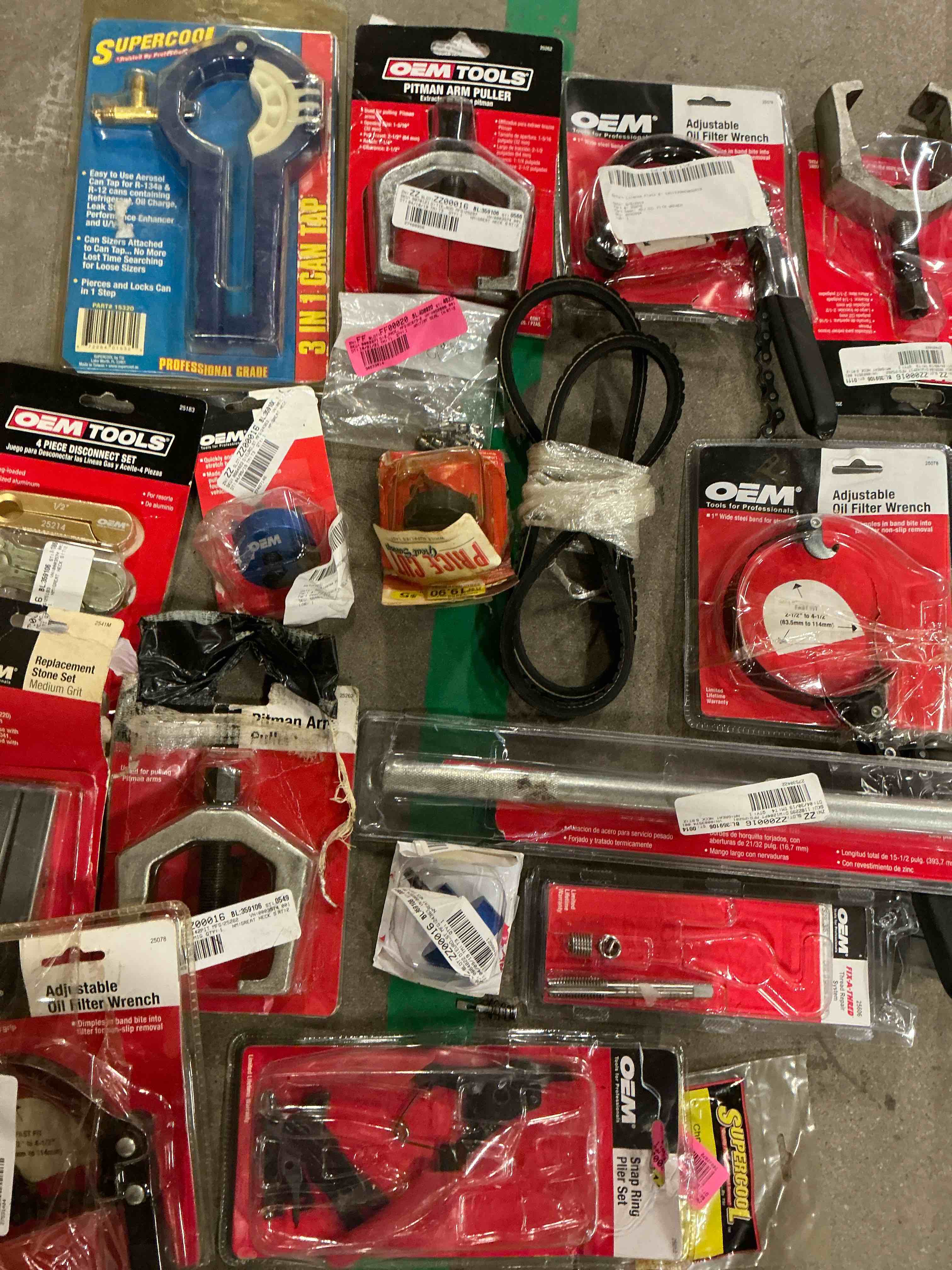 Assorted of car parts included.  Supercool/ OEM Tools and more 