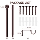Curtain Rods for Window 48 to 84-93, Brown 5/8 inch Splicing Single Window Curtain Rod Set with Brackets