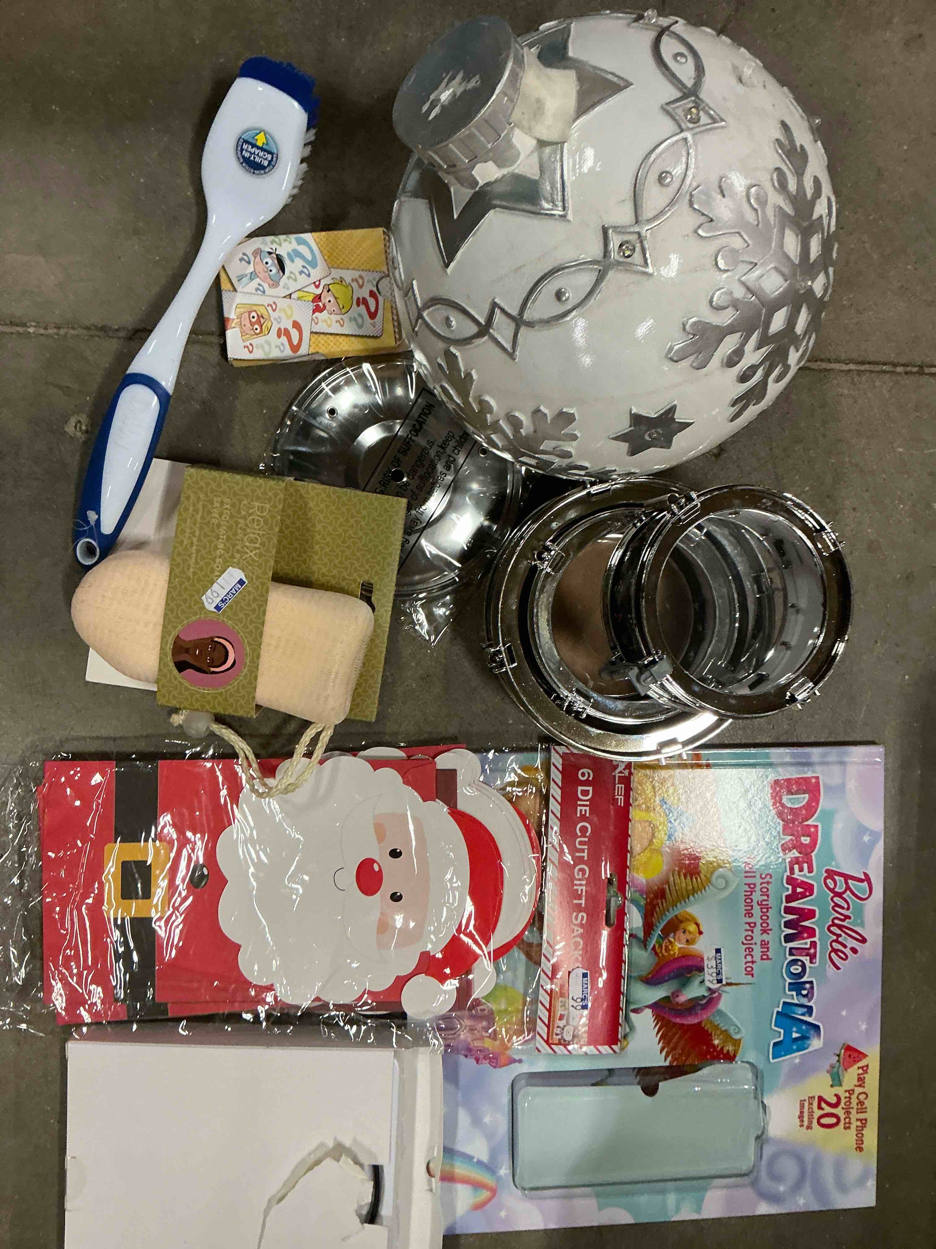 Assortment of variety of products includes: Christmas lights/book and more