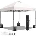 vivohome 10x10ft pop up canopy tent one push setup outdoor portable shelter tent heavy duty with wheel carry bag and 4 sandbags, white