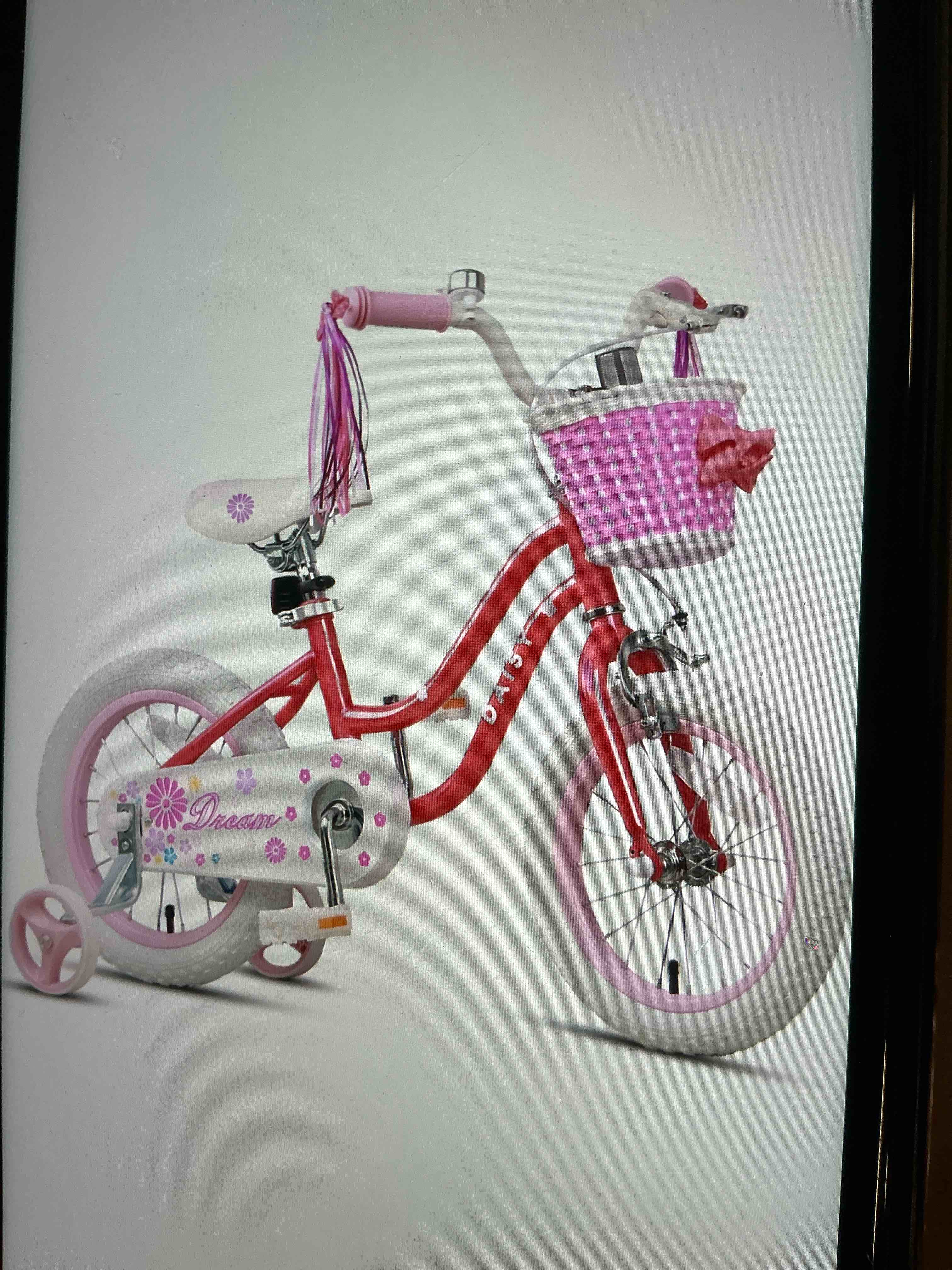 Glerc Daisy Girls Bike, 12 14 16 Inch Kids Bike for Ages 2-7 Years Old Children, Princess Style Kids Bicycle with Training Wheels & Basket & Streamers, Multiple Colors