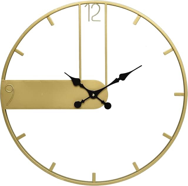 24-inch gold minimalist metal wall clock with Arabic numerals, elegant home decor, silent quartz movement, easy to read, perfect for living room, kitchen