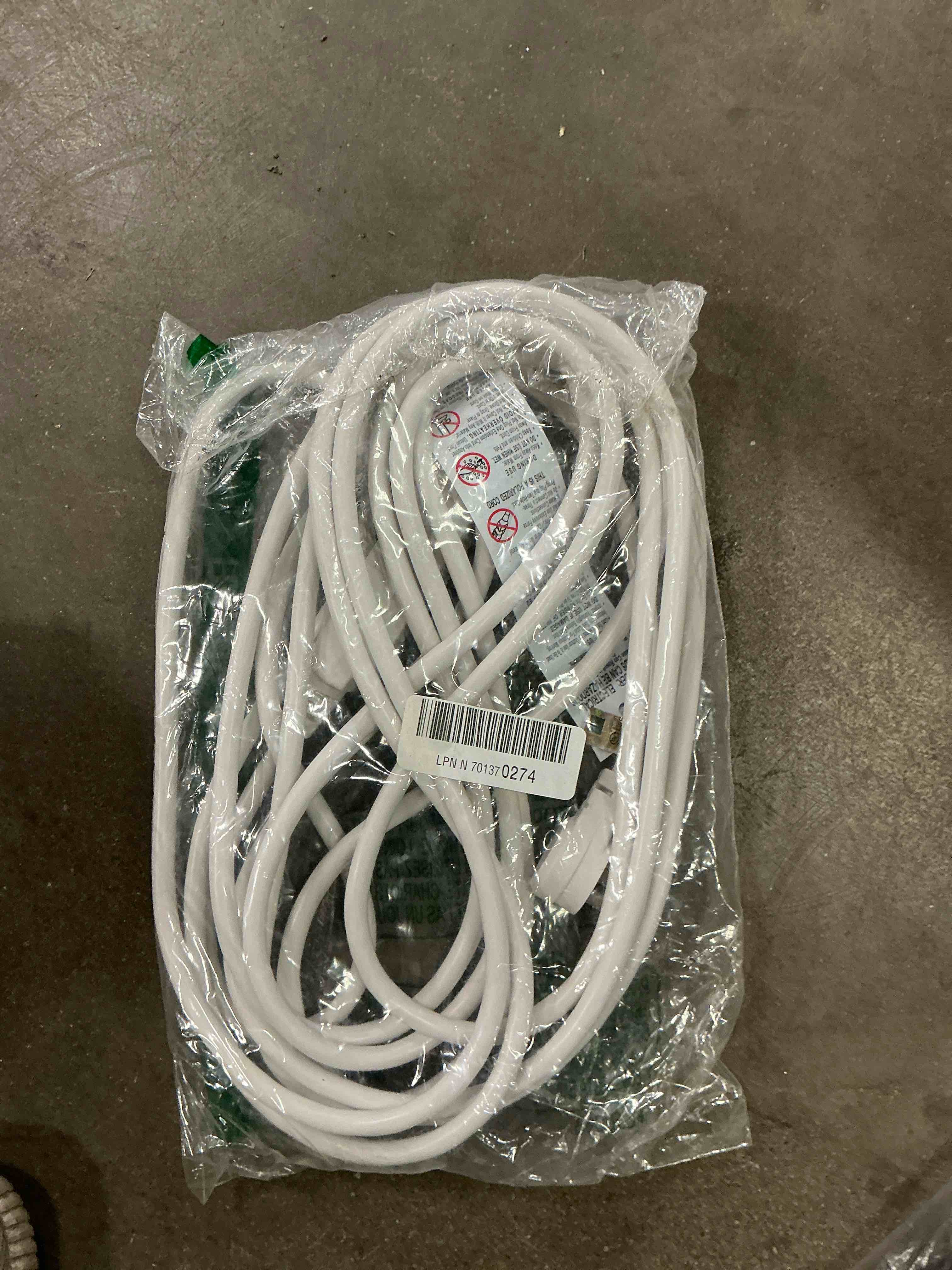 Condition photo showing Good Condition for Electes 20 Feet Heavy Duty Extension Cord / Wire , Multi 3 Outlet , 3 Prong Grounded , Angled Flat Plug , 16/3 , SPT3 , UL Listed , White 20 ft White