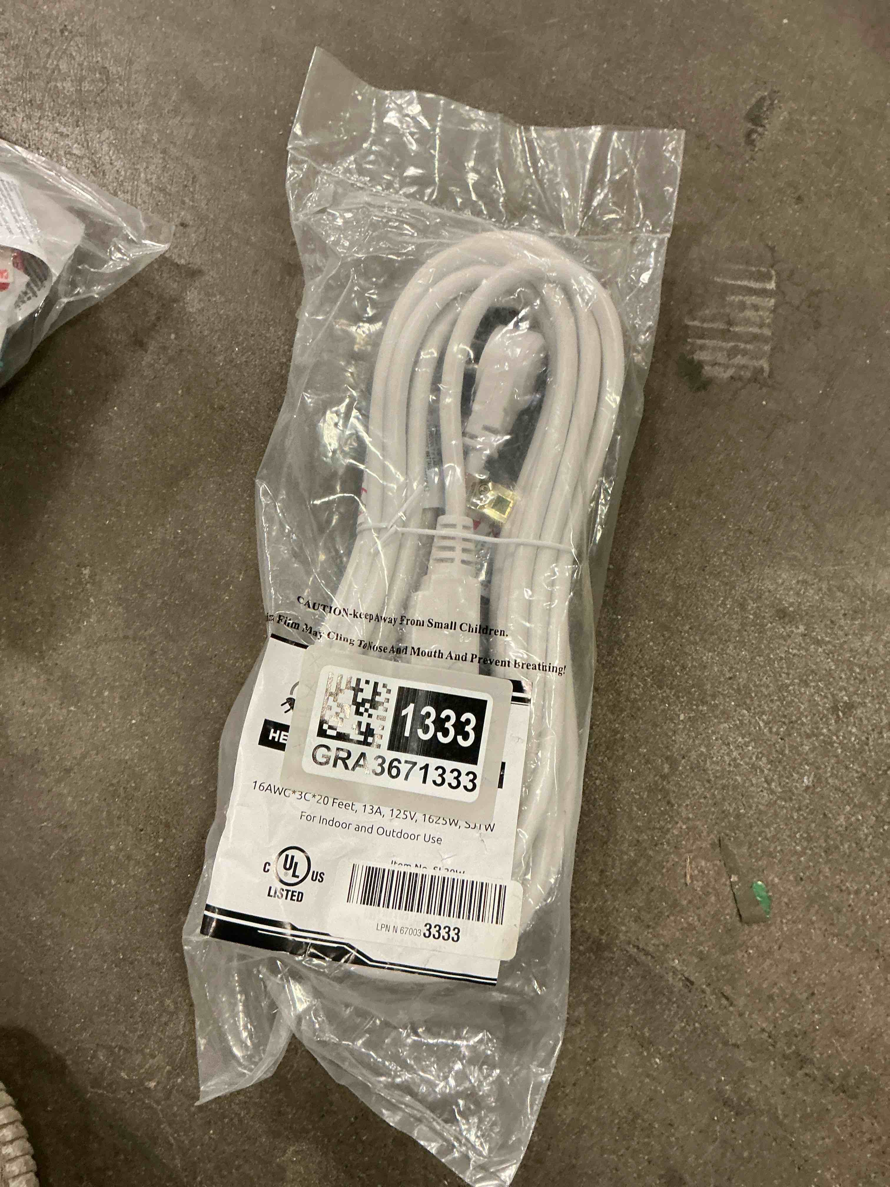 Condition photo showing Good Condition for Electes 20 Feet Heavy Duty Extension Cord / Wire , Multi 3 Outlet , 3 Prong Grounded , Angled Flat Plug , 16/3 , SPT3 , UL Listed , White 20 ft White